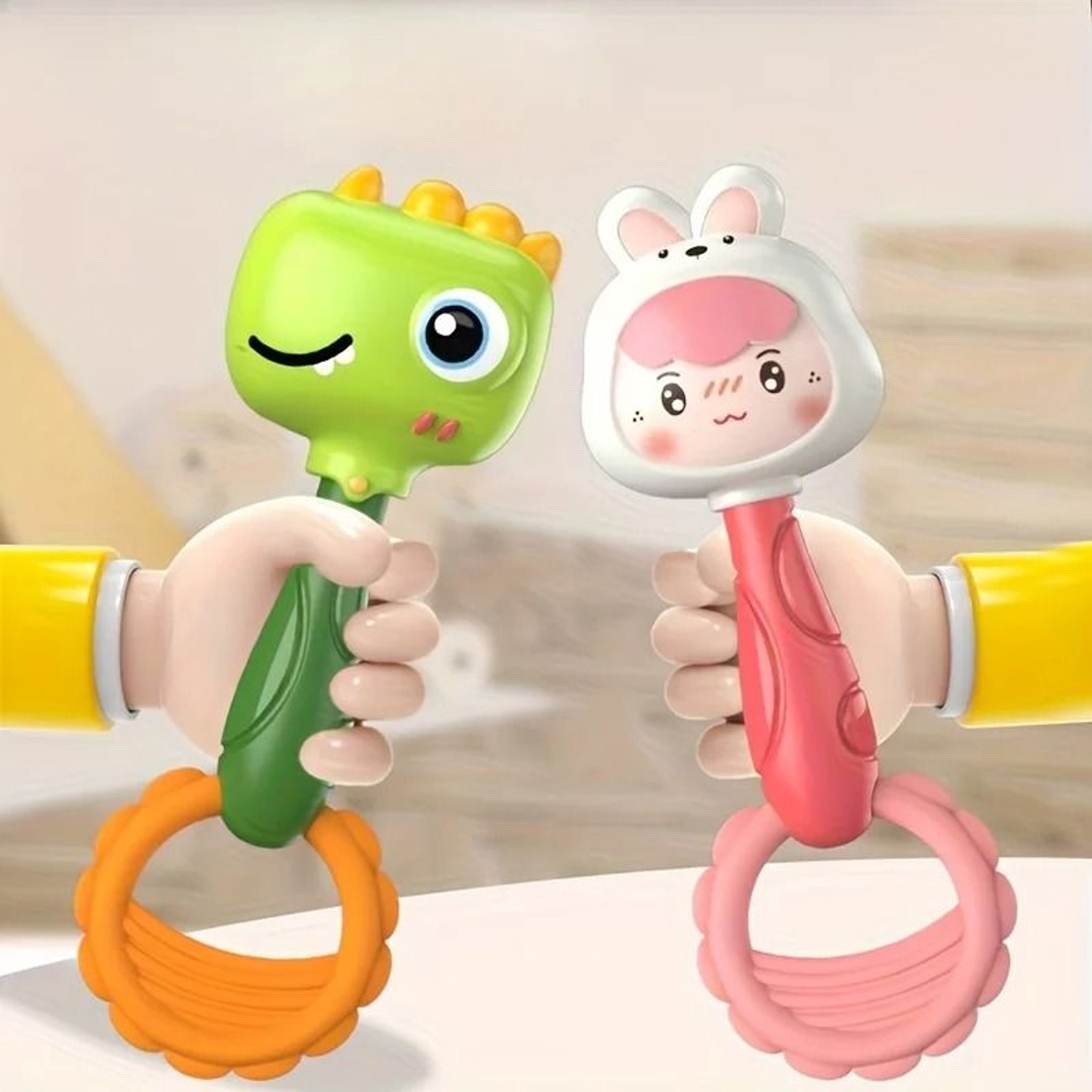 Soft Sensory Hand Chime Toy  Interactive Animal Plush For Early Development 2