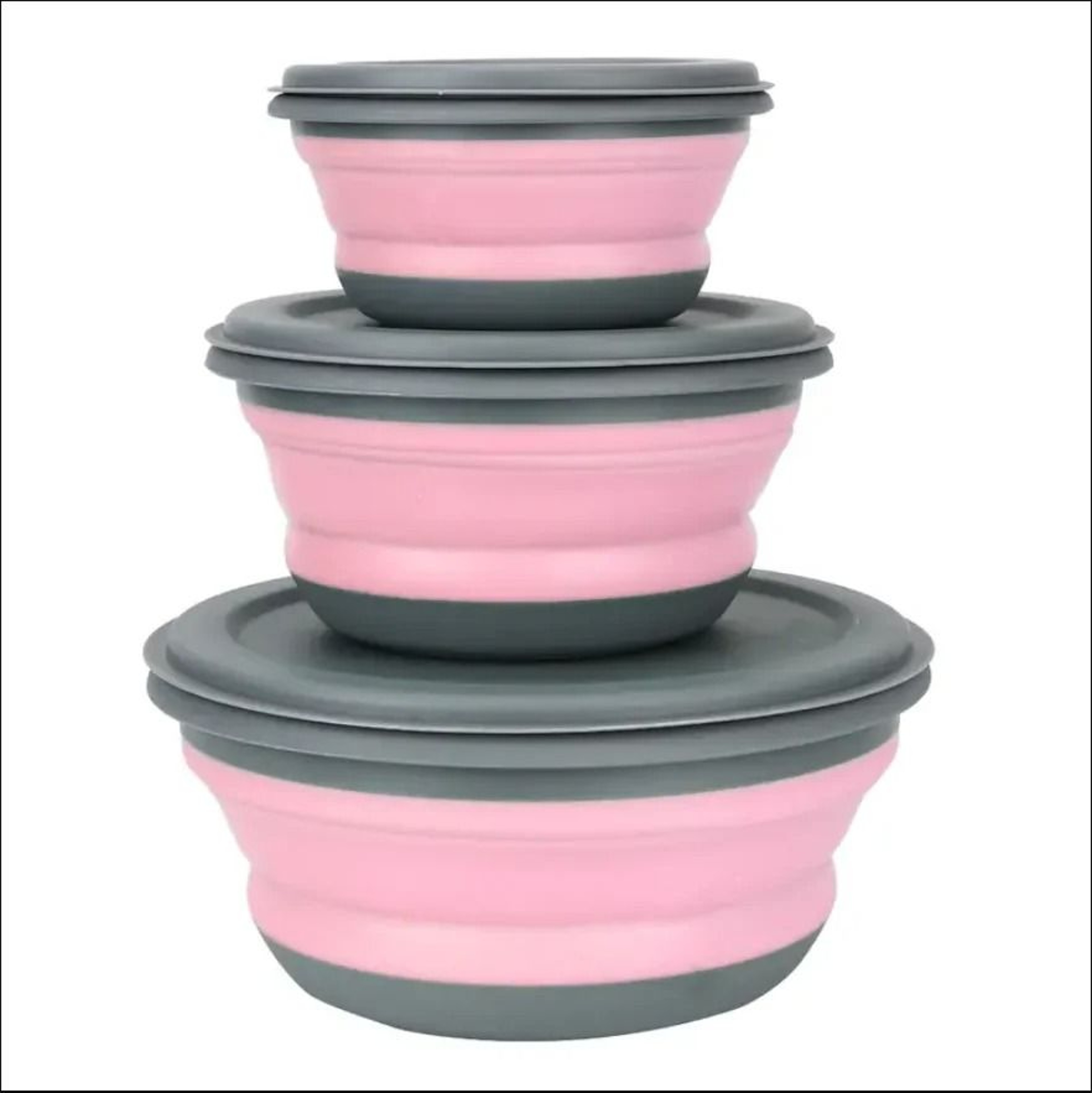 3Piece SpaceSaving Collapsible Bowl Set  Airtight  Portable Food Storage 7