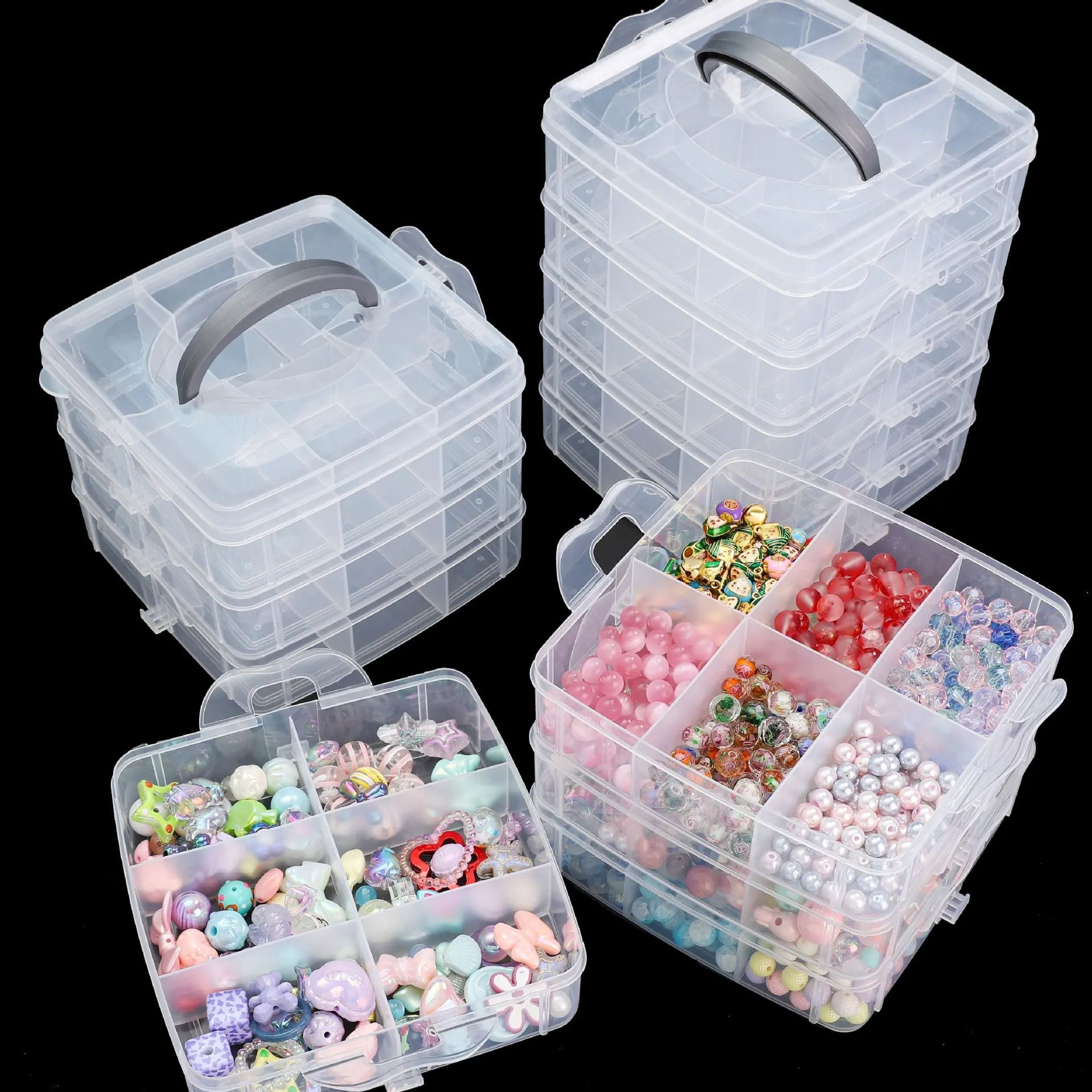 3Layer 18Grid Modular Storage Organizer  Stackable Transparent Case For Jewelry  Toys 1