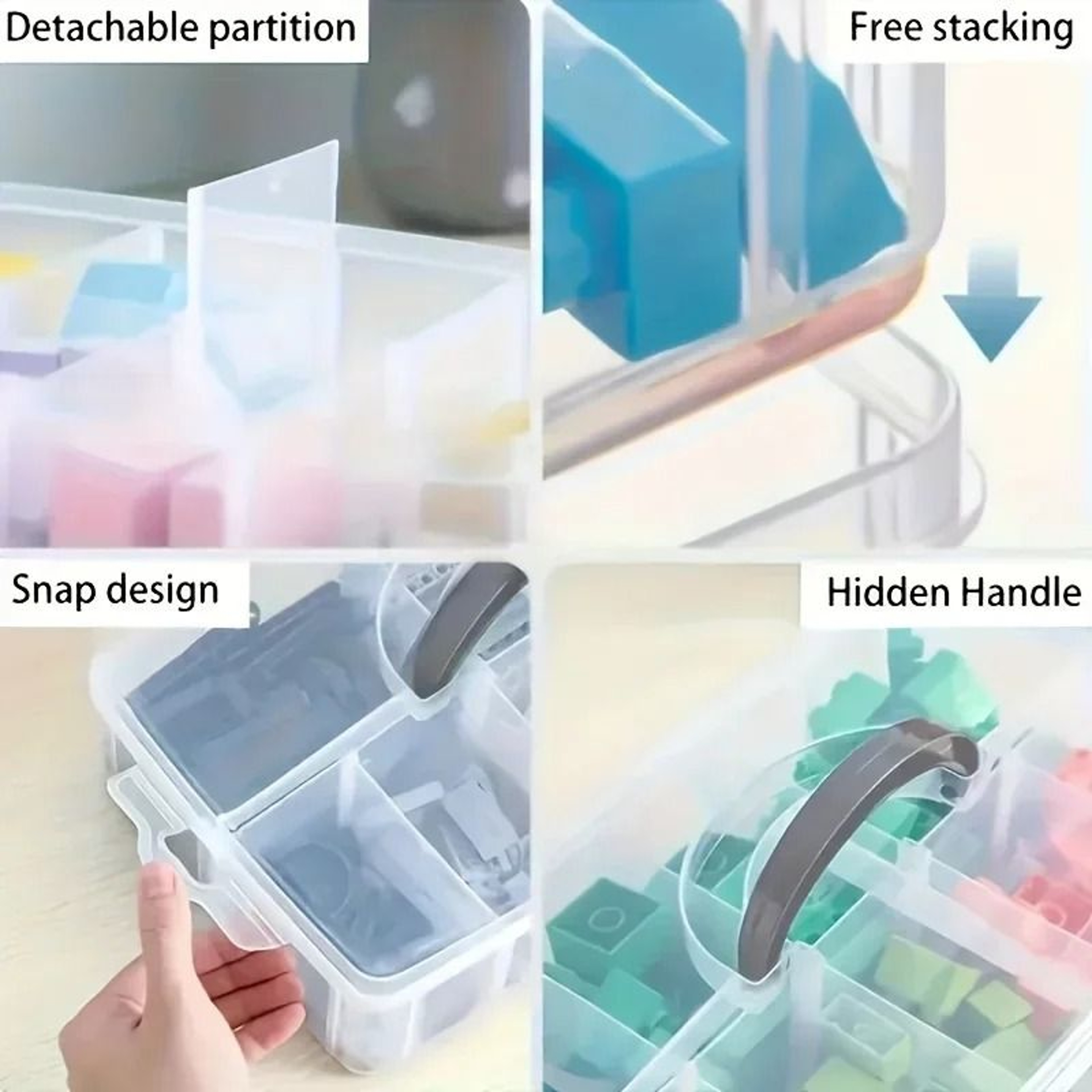 3Layer 18Grid Modular Storage Organizer  Stackable Transparent Case For Jewelry  Toys 4