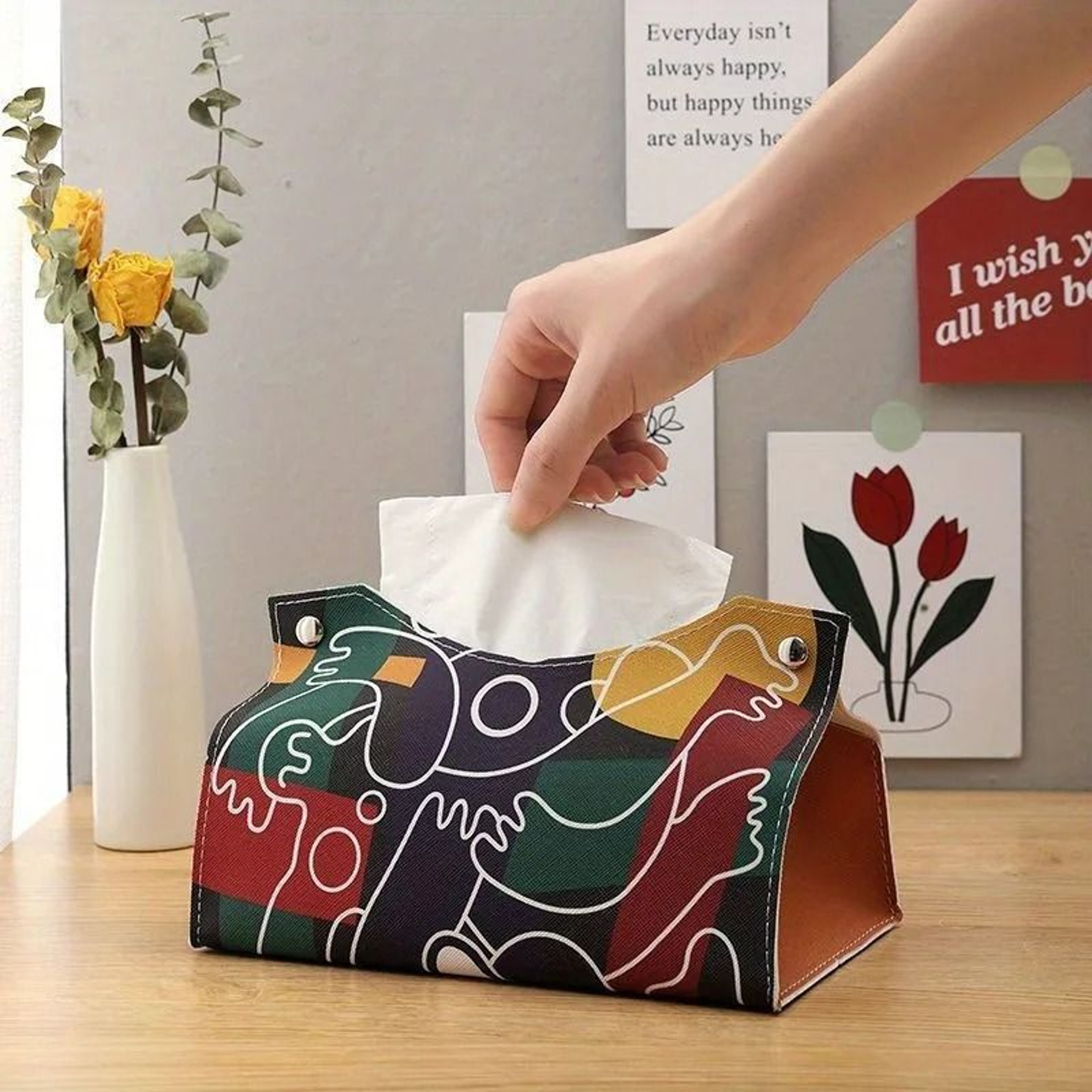 Minimalist PU Leather Tissue Box Cover  Elegant Home  Office Organizer 0