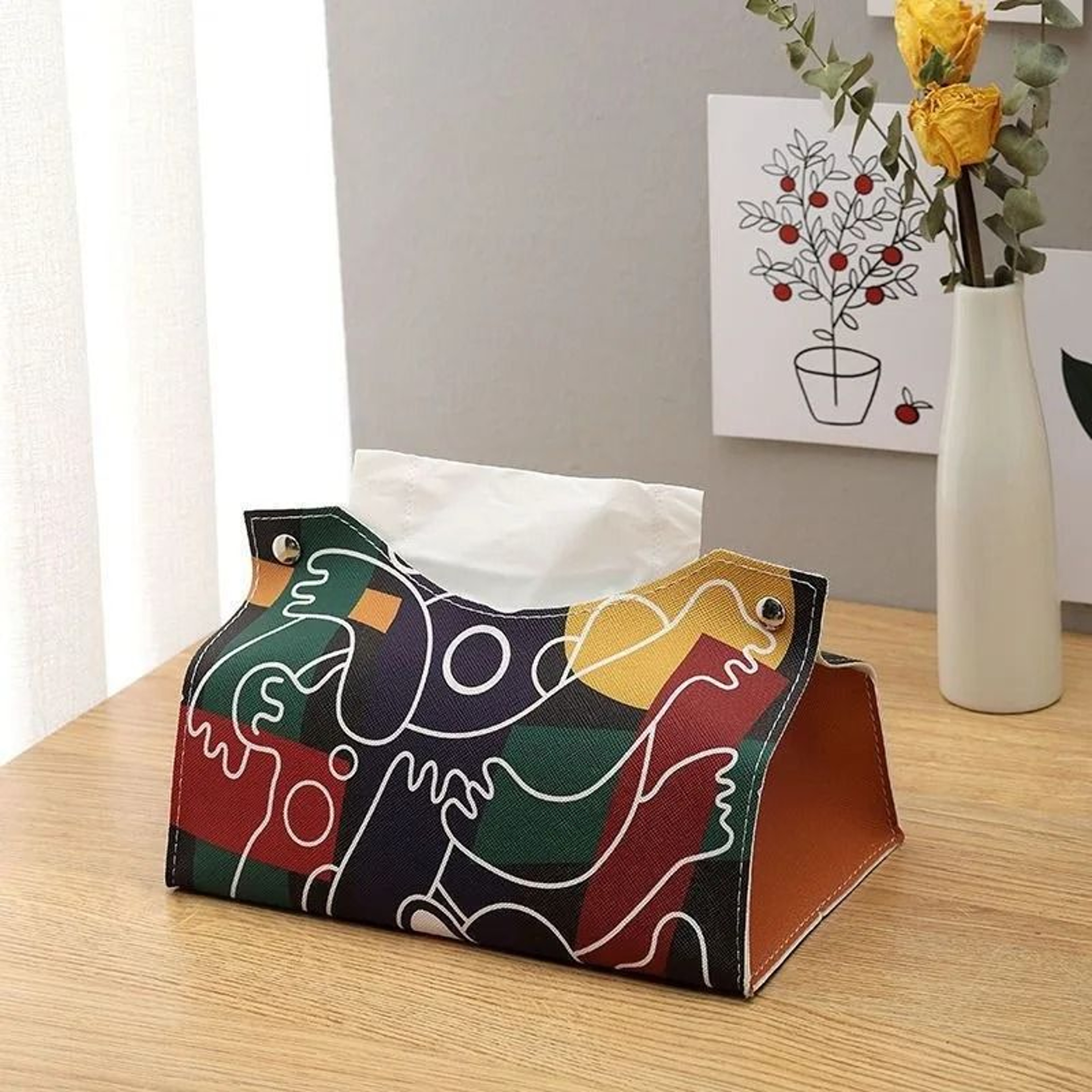 Minimalist PU Leather Tissue Box Cover  Elegant Home  Office Organizer 5