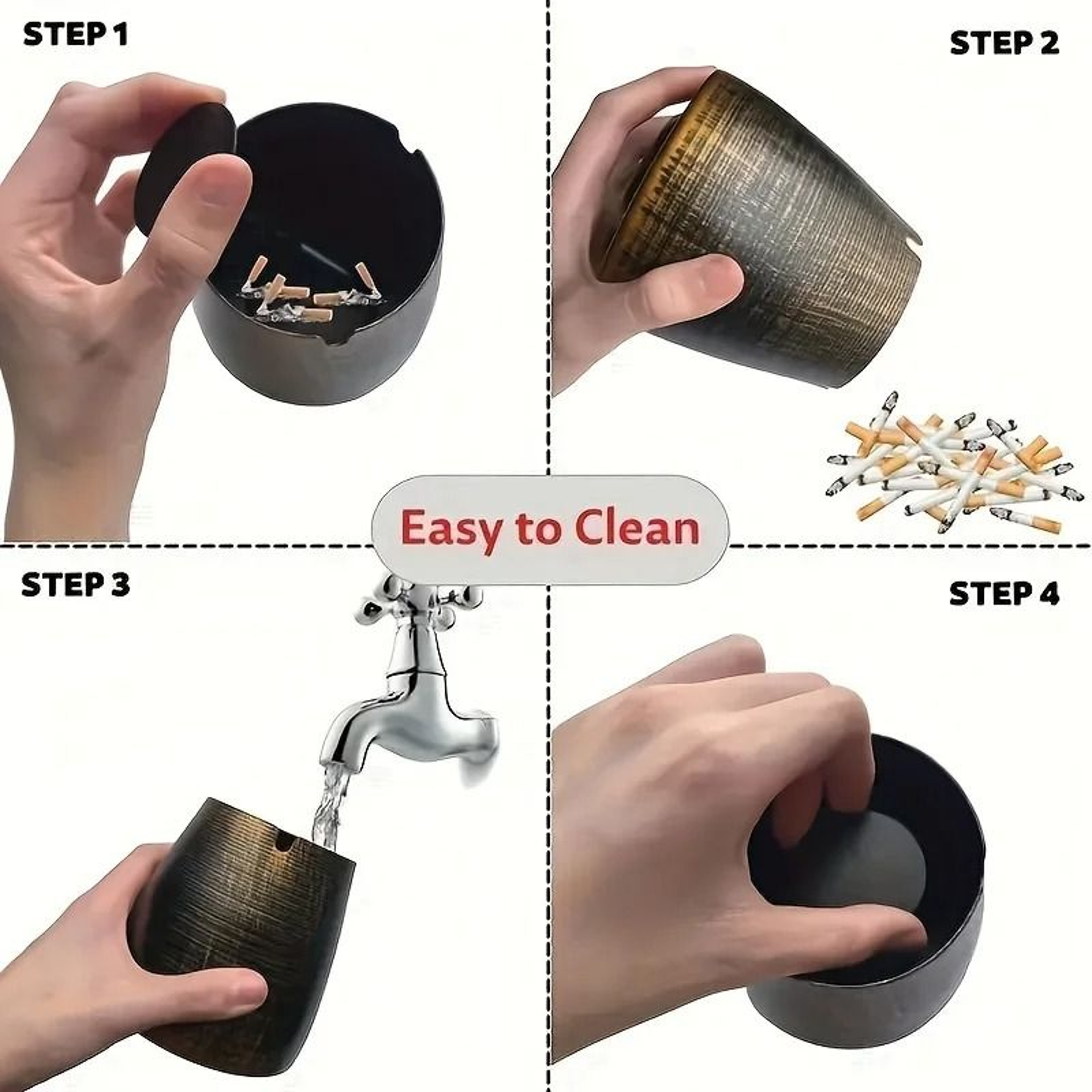 VintageInspired Windproof Metal Ashtray  Odorless  Smokeless Design For Home  Office 3