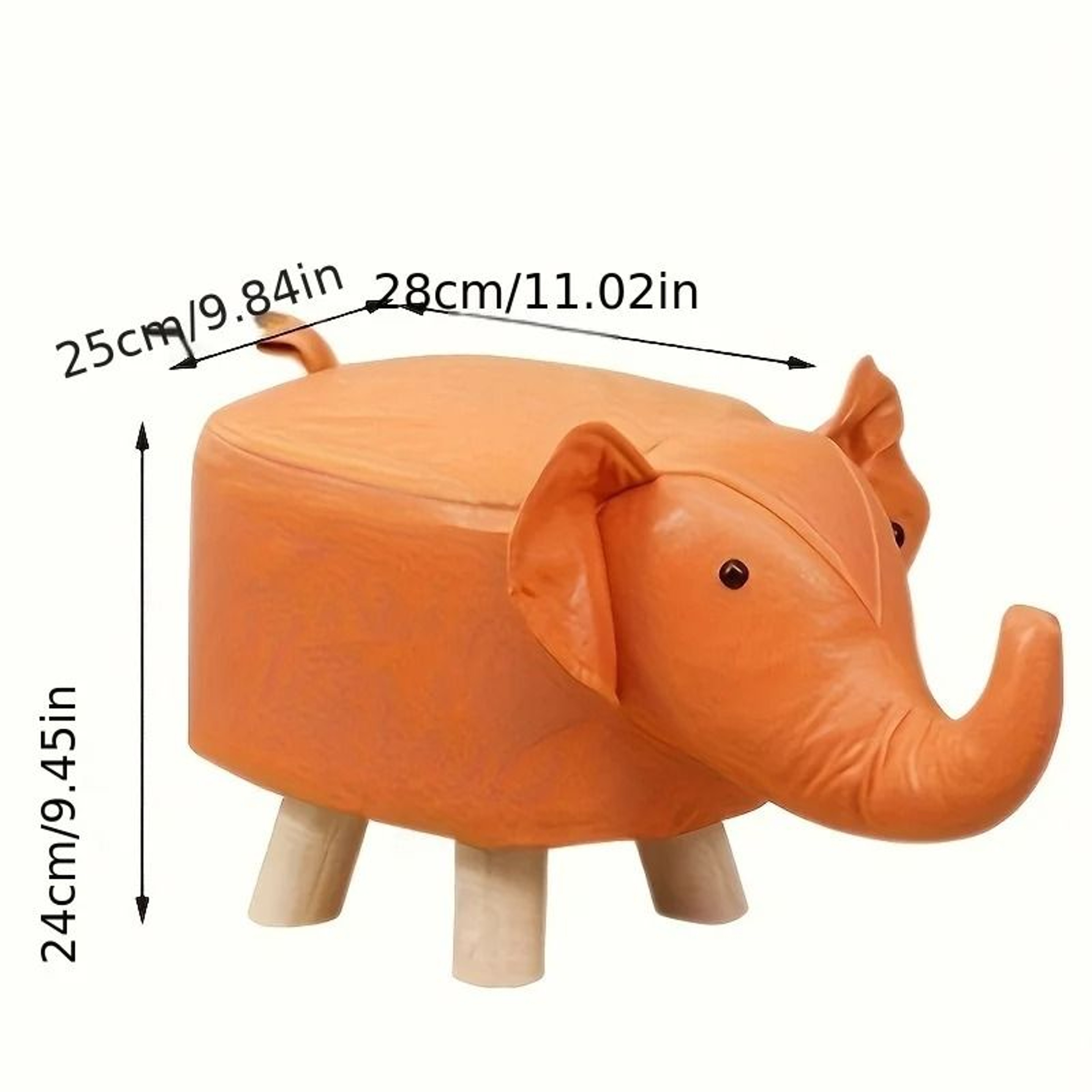 Creative Elephant Stool  Solid Wood  TechCloth Animal Footrest For Children 4