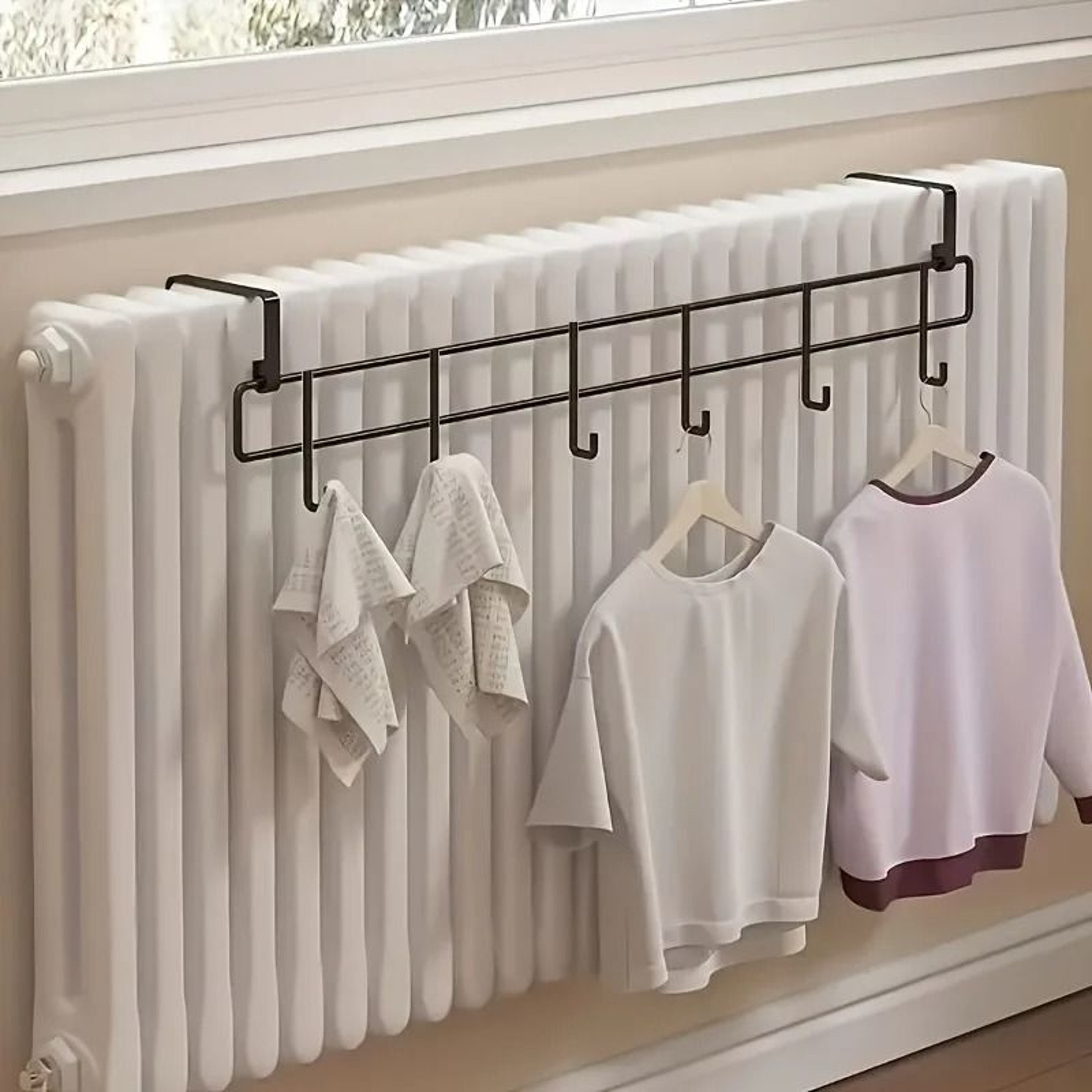 WallMounted Heater Drying Rack  HeavyDuty Metal Hanging Rod For Winter Essentials 4