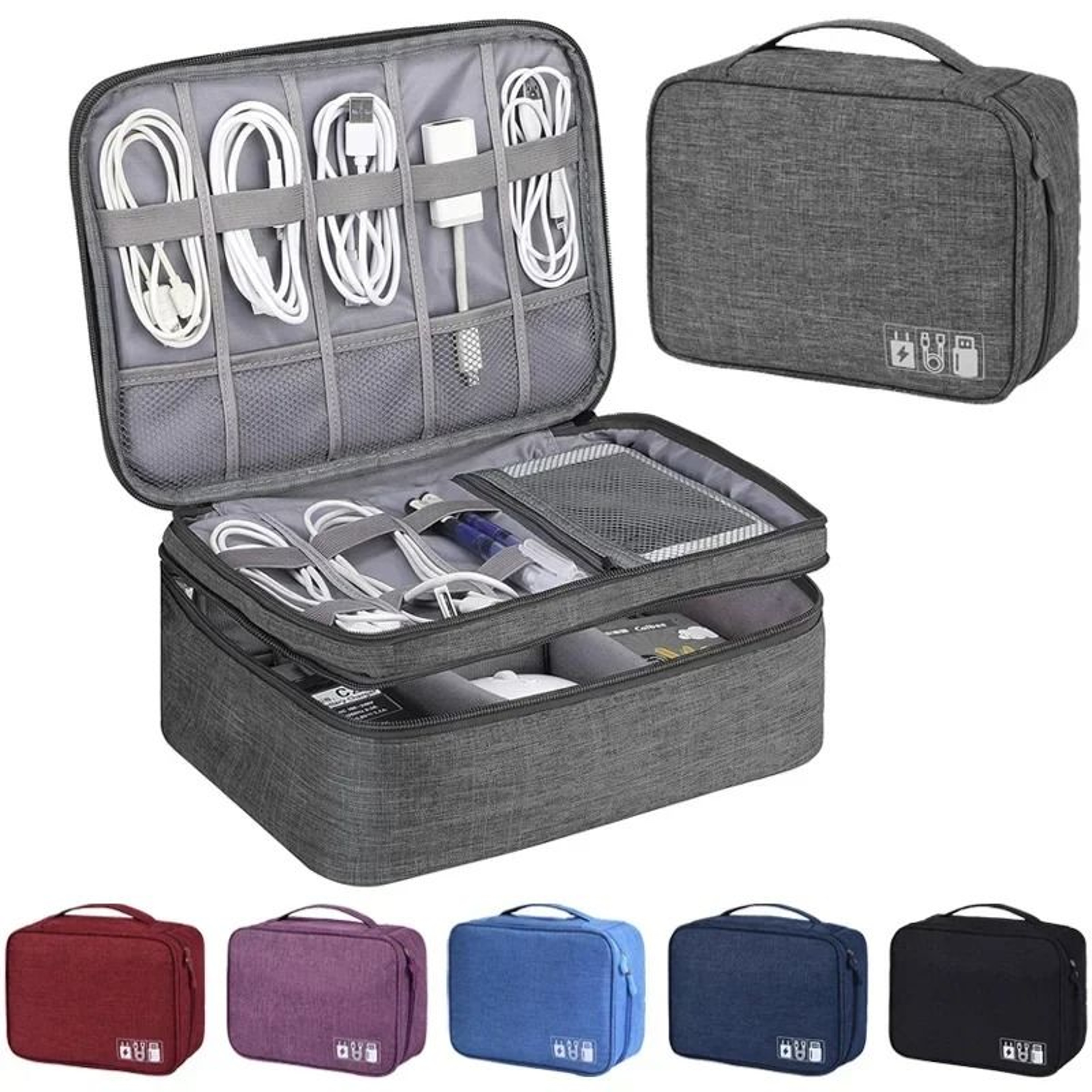 Portable Travel Electronic Organizer  Waterproof Digital Storage Bag For Cables Chargers  Tech Acce 0