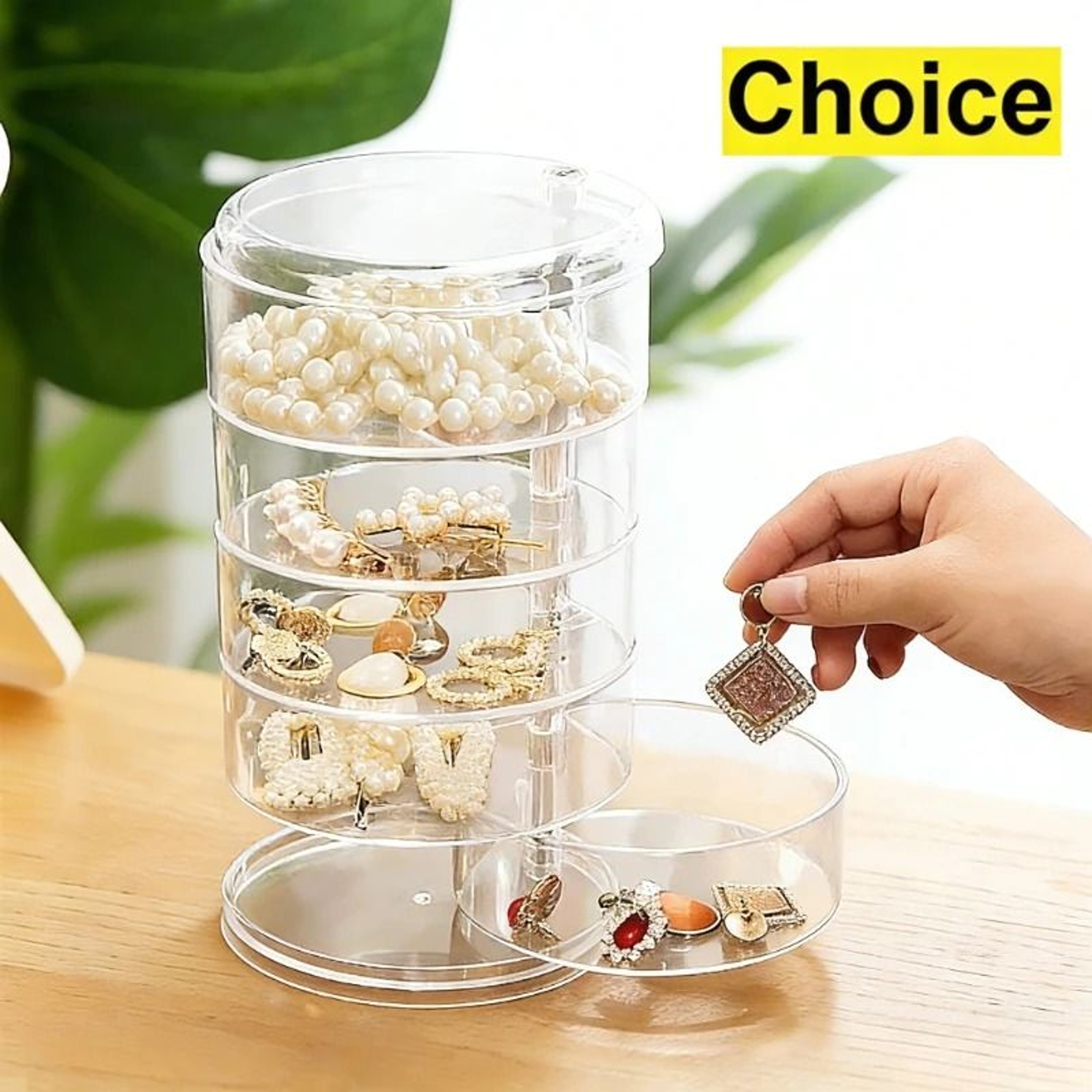 5Layer Rotating Jewelry Organizer  Compact Hair Accessory  Makeup Display Case 0