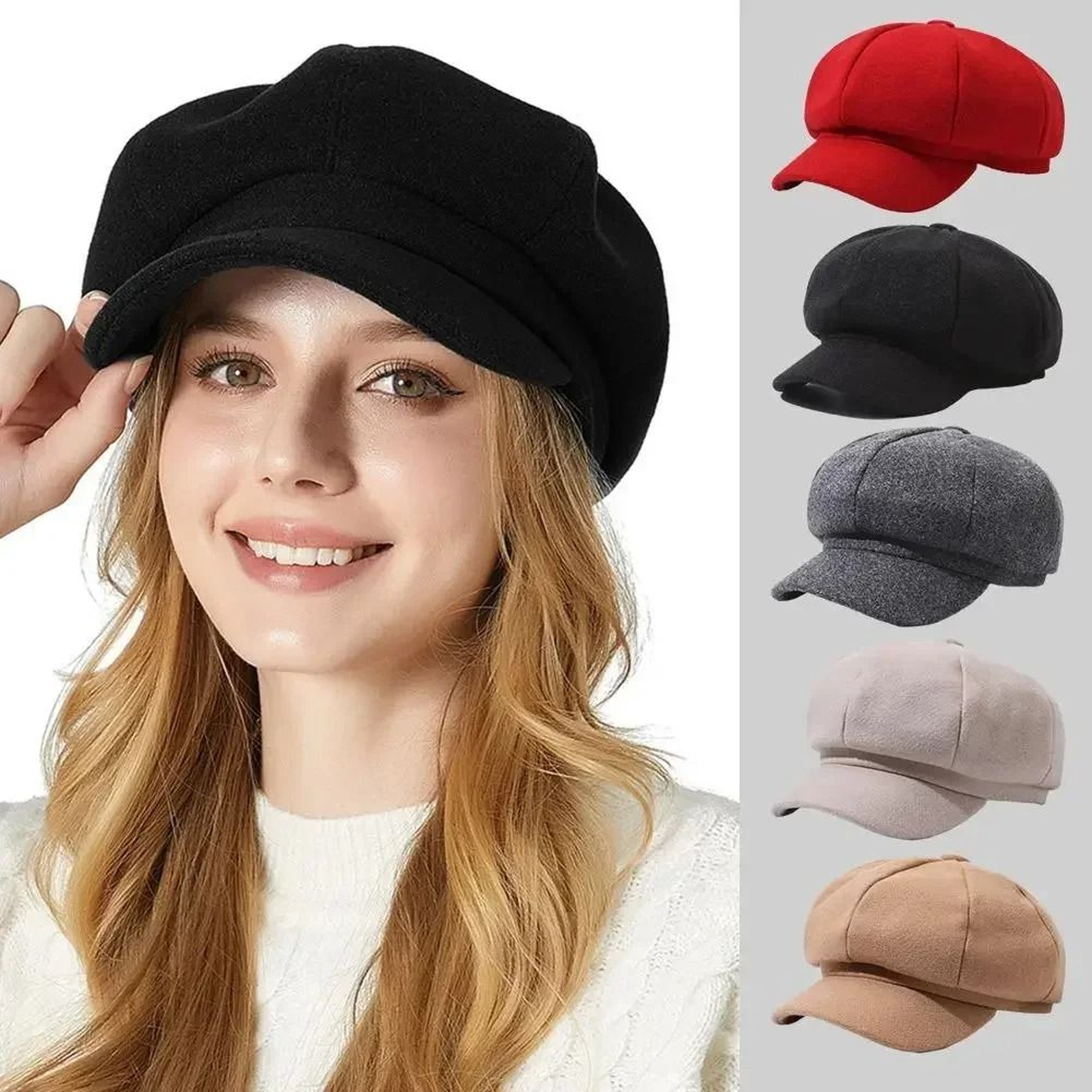 Wool Blend Octagonal Newsboy Cap  Classic Autumn  Winter Beret For Men And Women 0