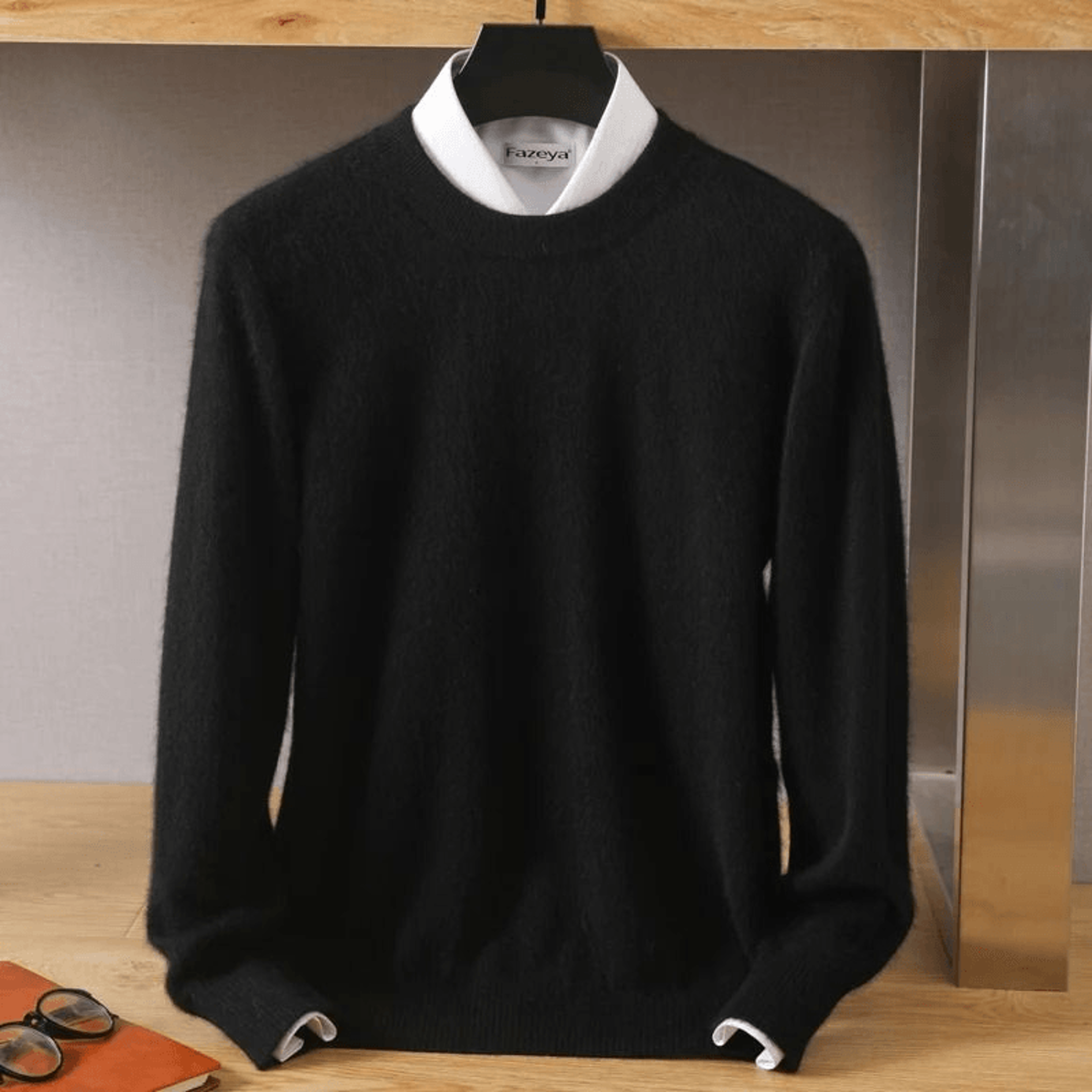 Mens Pure Mink Cashmere Sweater O Neck Knit Pullover For Autumn And Winter 7
