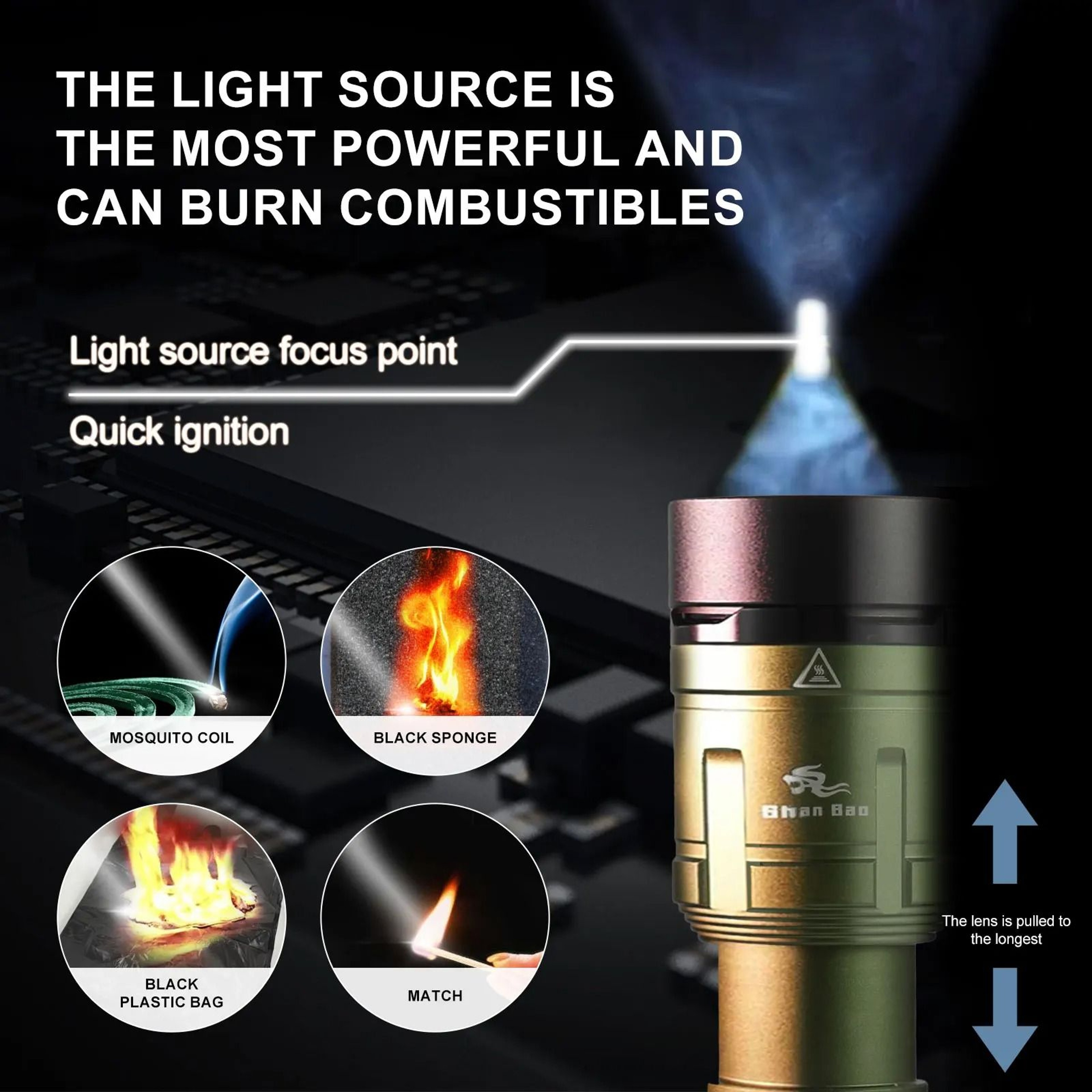 HighPerformance Zoom Flashlight  Professional Mountaineering Strong Light 3