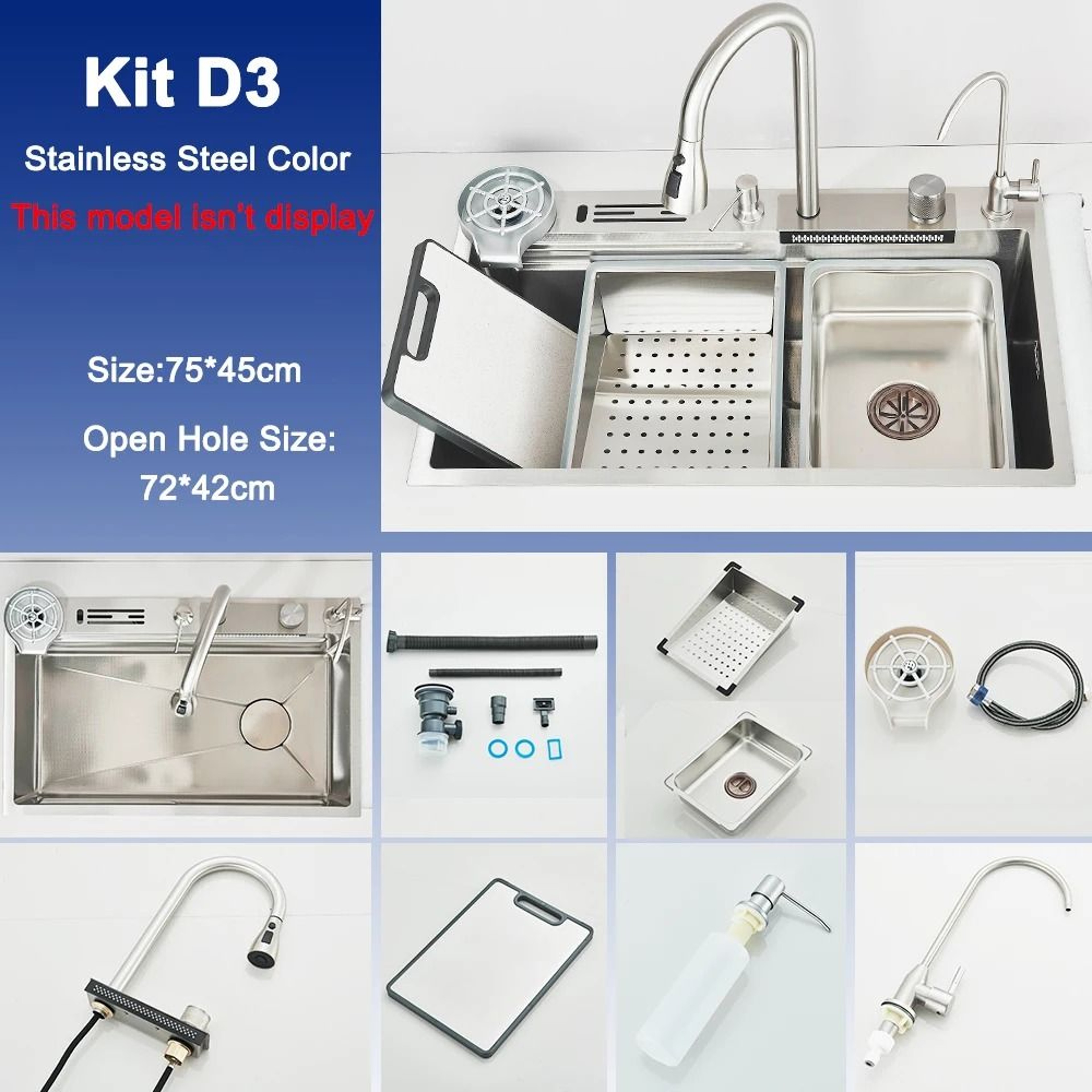 Stainless Steel Kitchen Sink  Large Single Bowl With Smart Digital Display 17