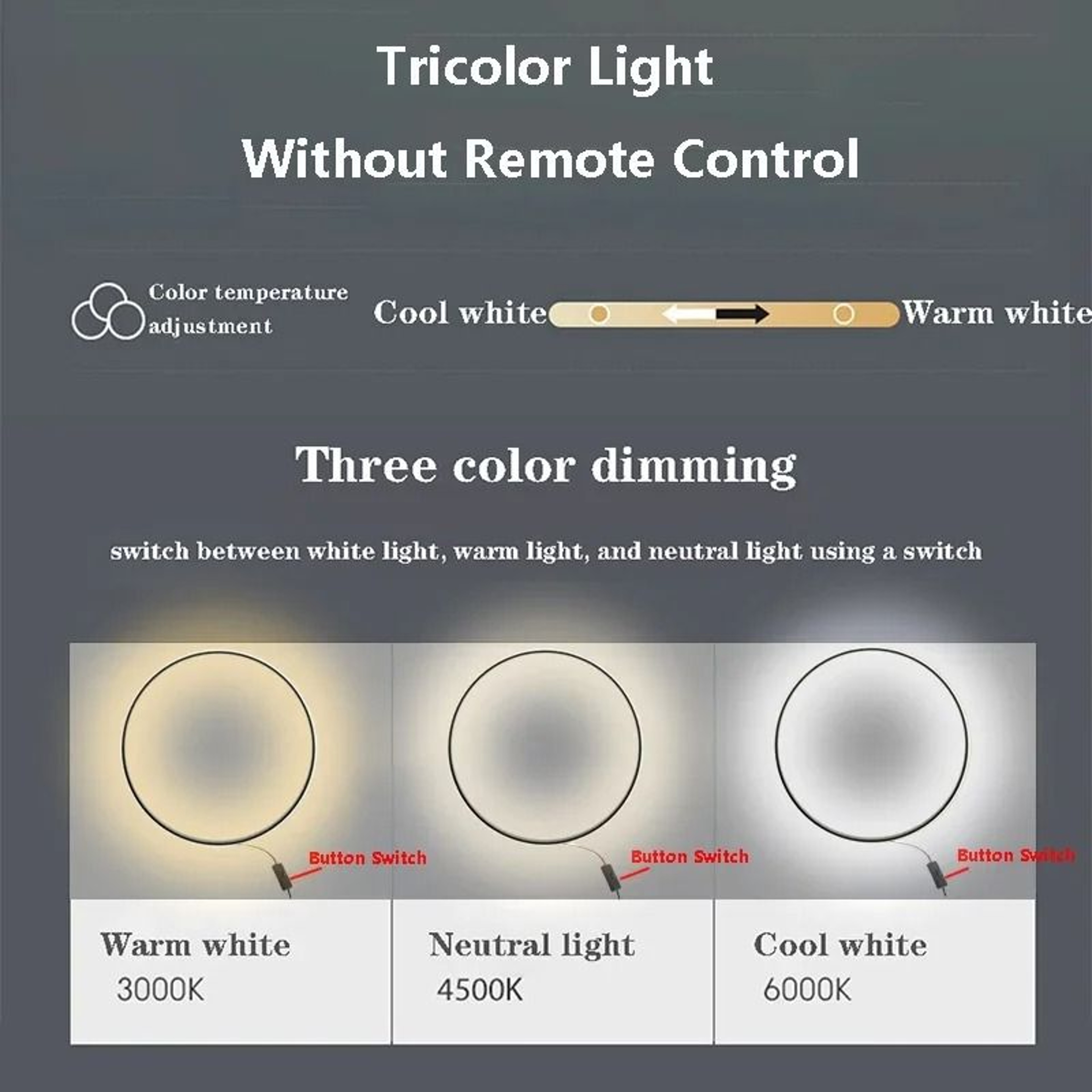 Modern Large Circle LED Wall Sconce  Sleek Tricolor Indoor Lighting 5
