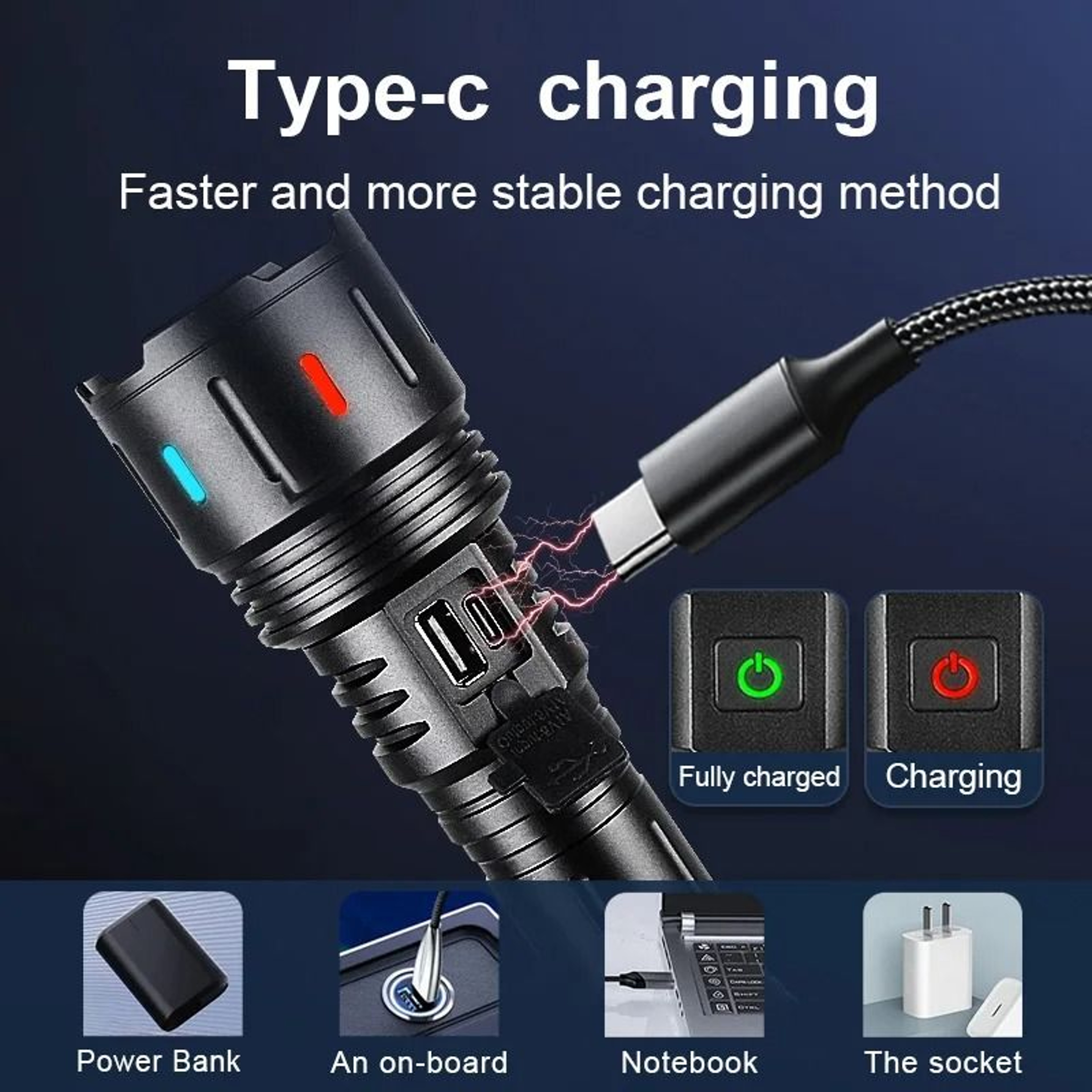 Super Bright LED Flashlight  HighPower Rechargeable Zoomable Torch 5