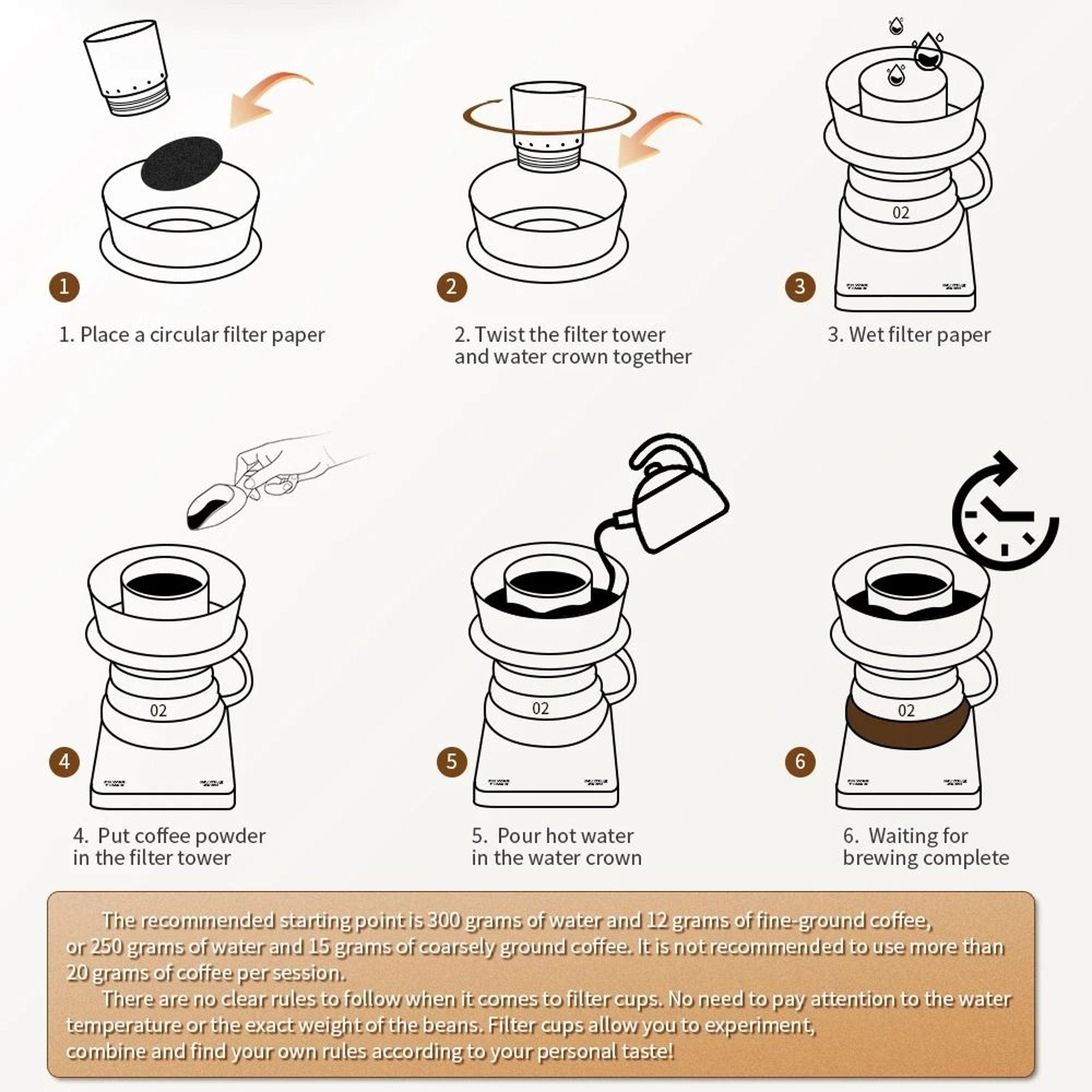 Coffee Brewer Cup  Detachable Espresso Filter With Replacement Papers 6