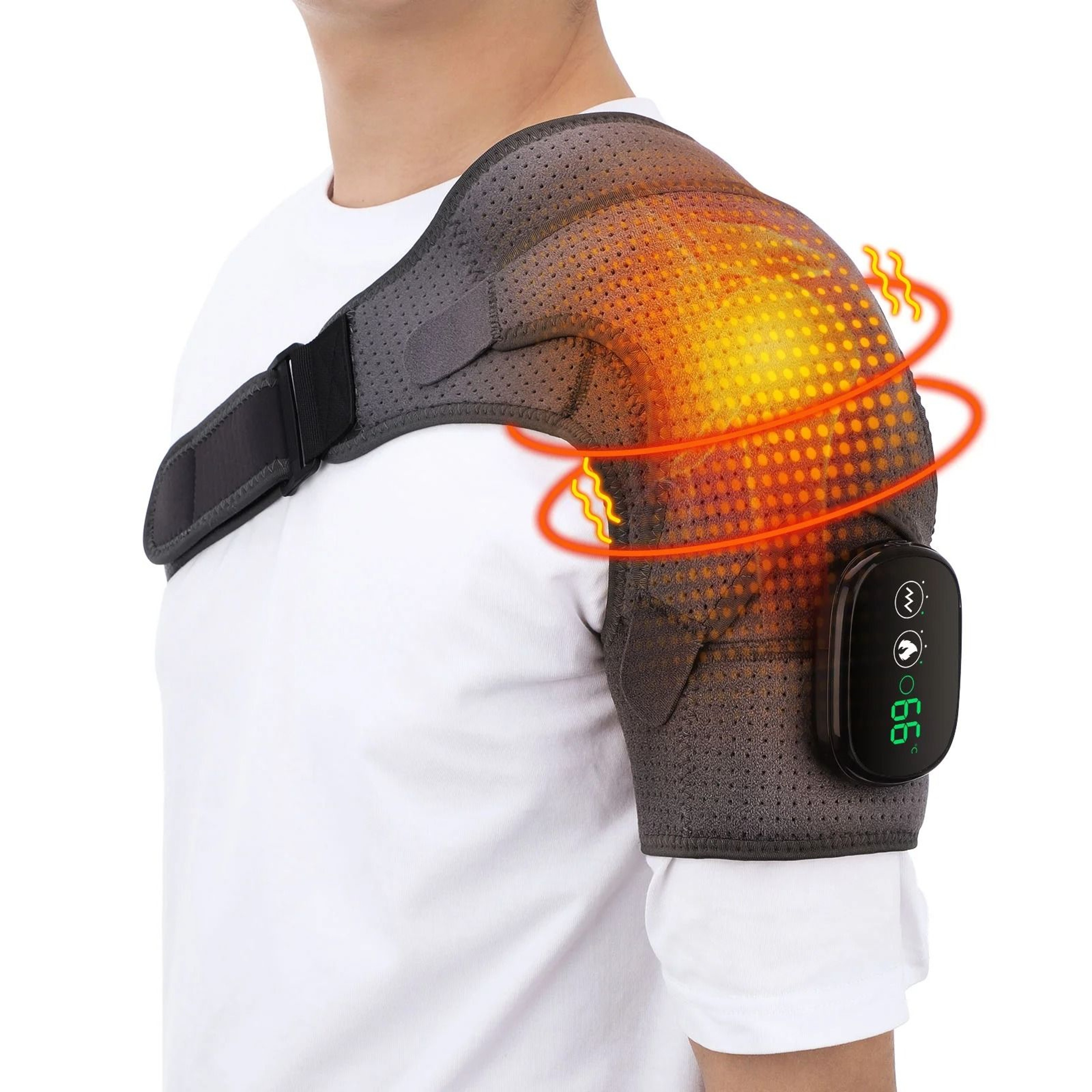 Electric Heating Shoulder Brace  LED Display Vibration Massage Support Belt 9