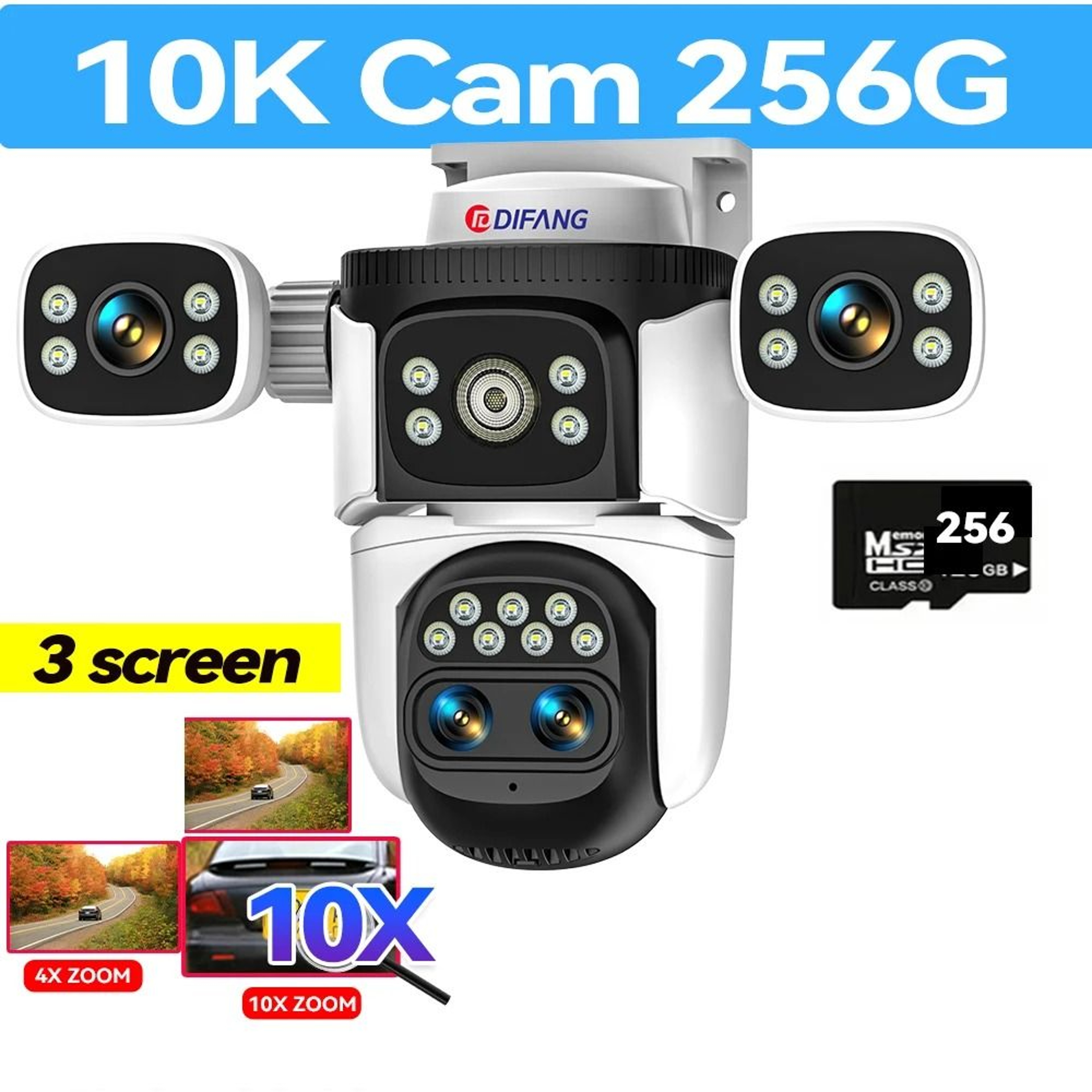 10K UHD WiFi6 ThreeScreen Outdoor Security Camera 10
