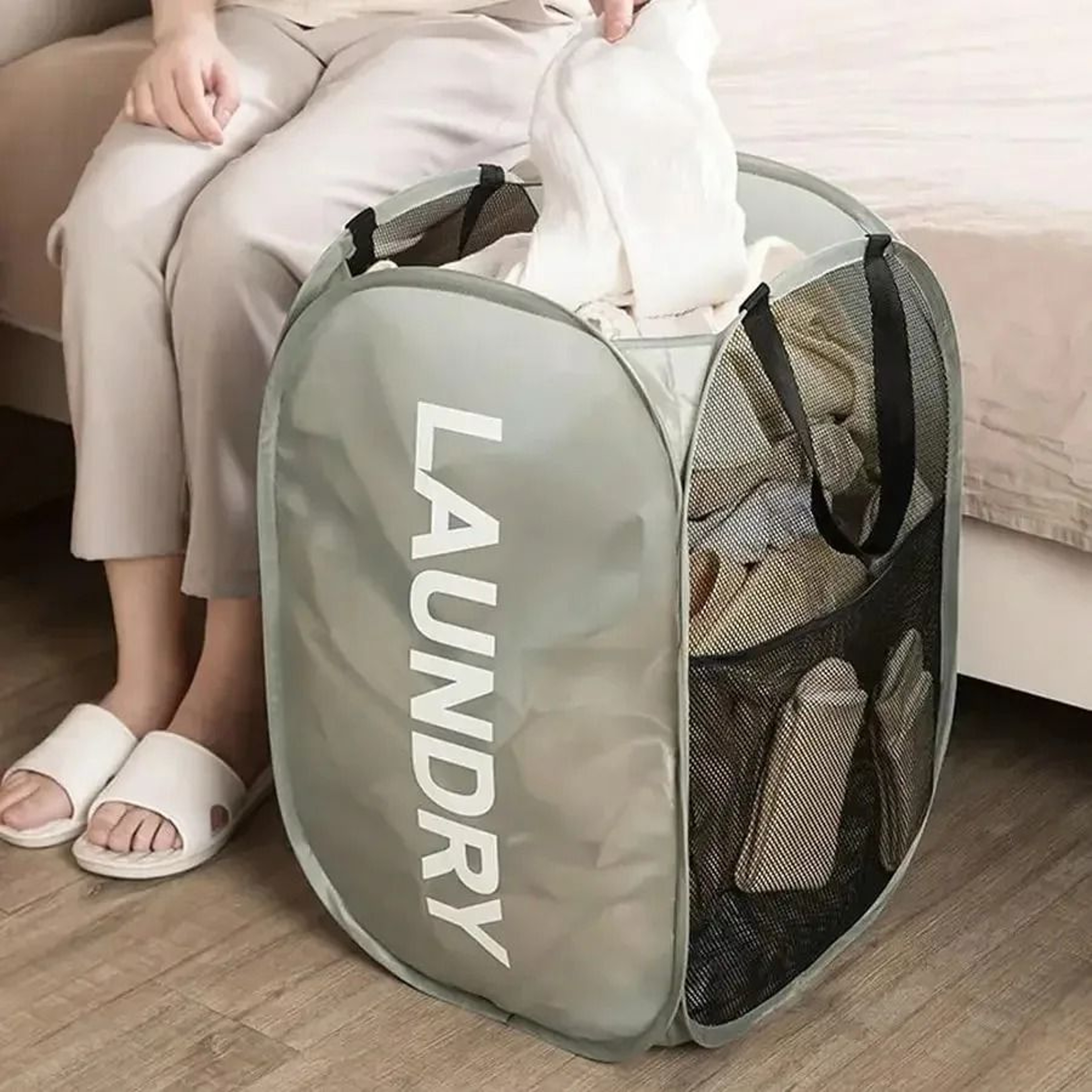 Mesh Popup Foldable Laundry Basket 2