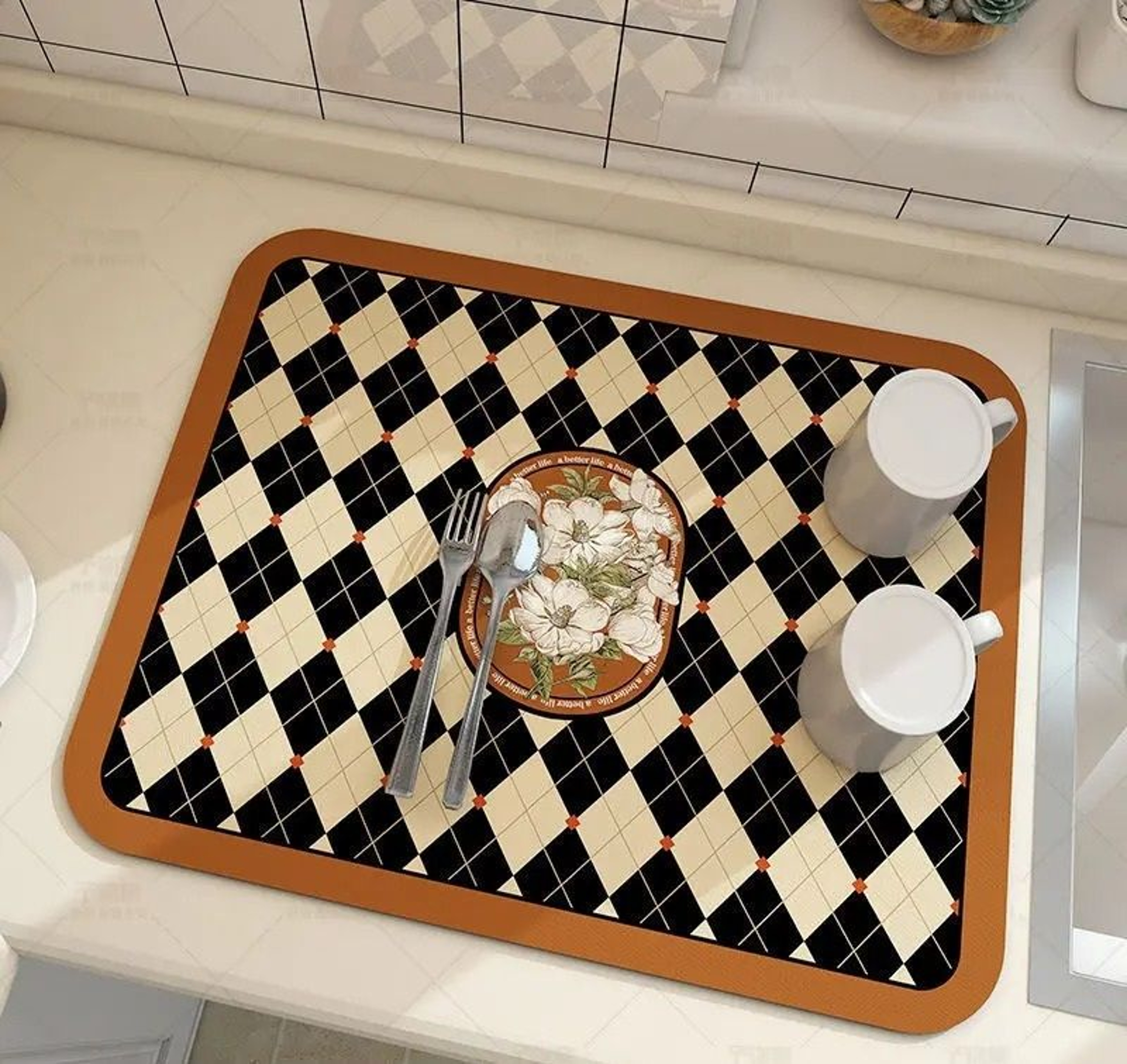 Super Absorbent QuickDry Kitchen And Coffee Mat 16