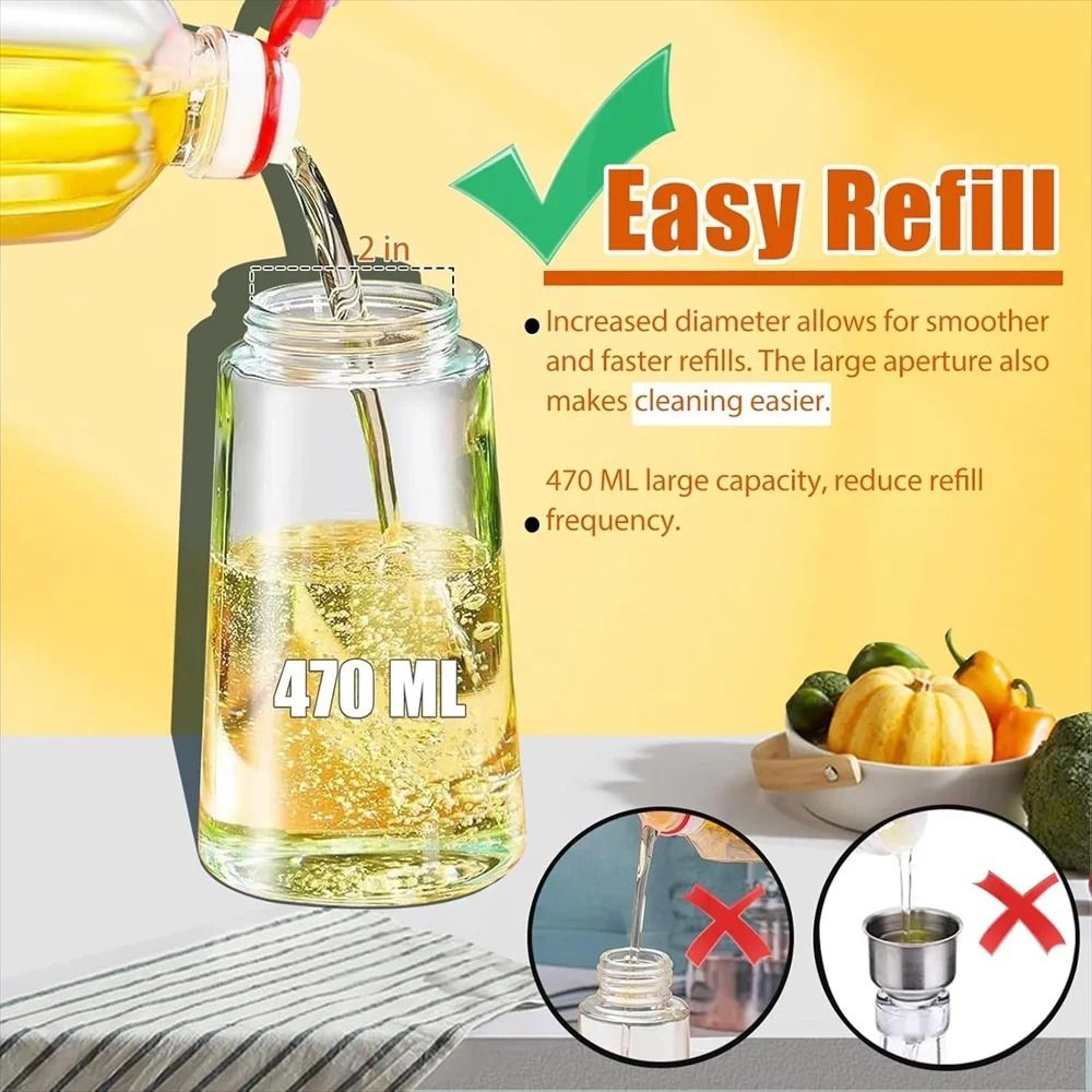 2in1 Glass Olive Oil Sprayer  Pourer Dispenser 3