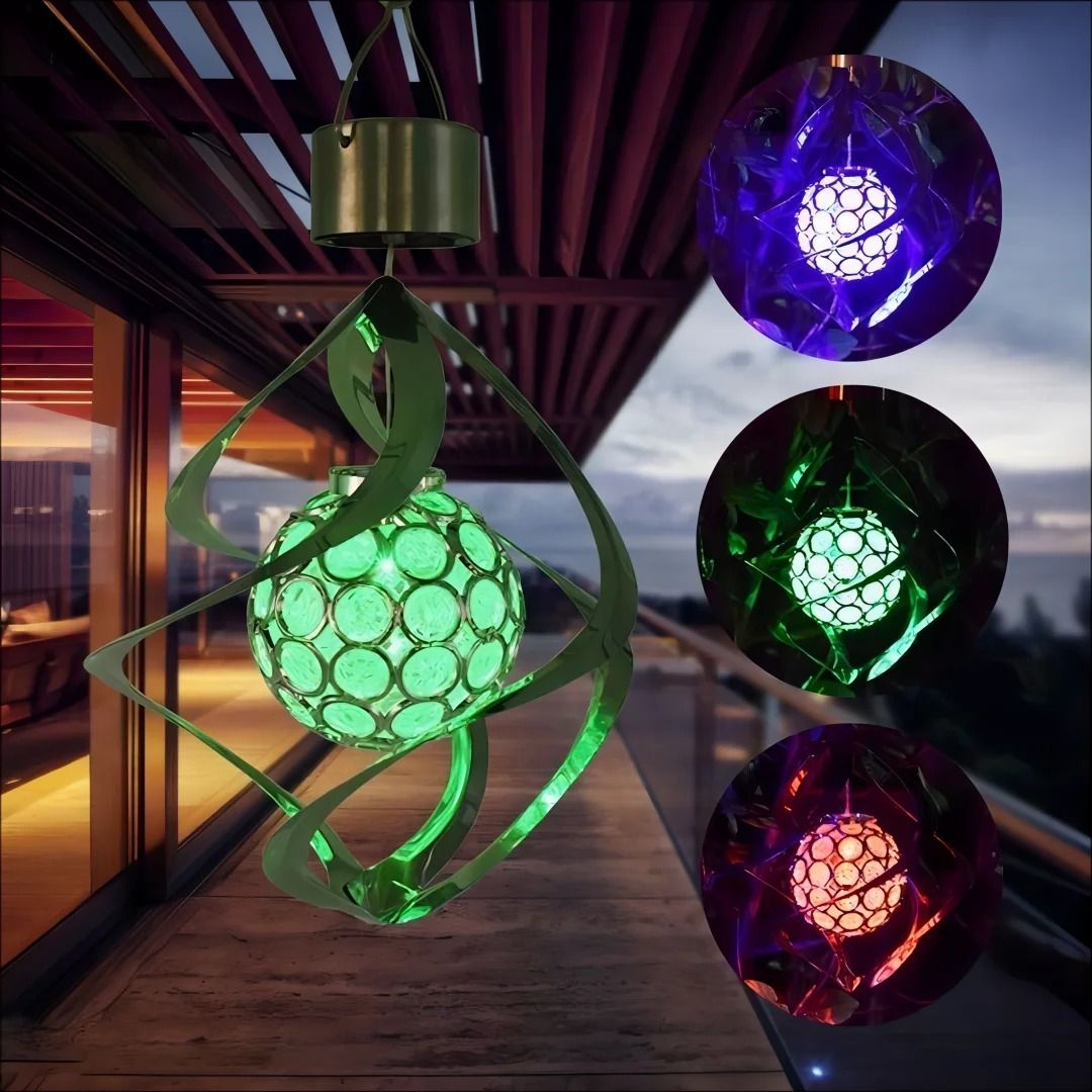 Professional SolarPowered LED Wind Chime Pendant Light 1