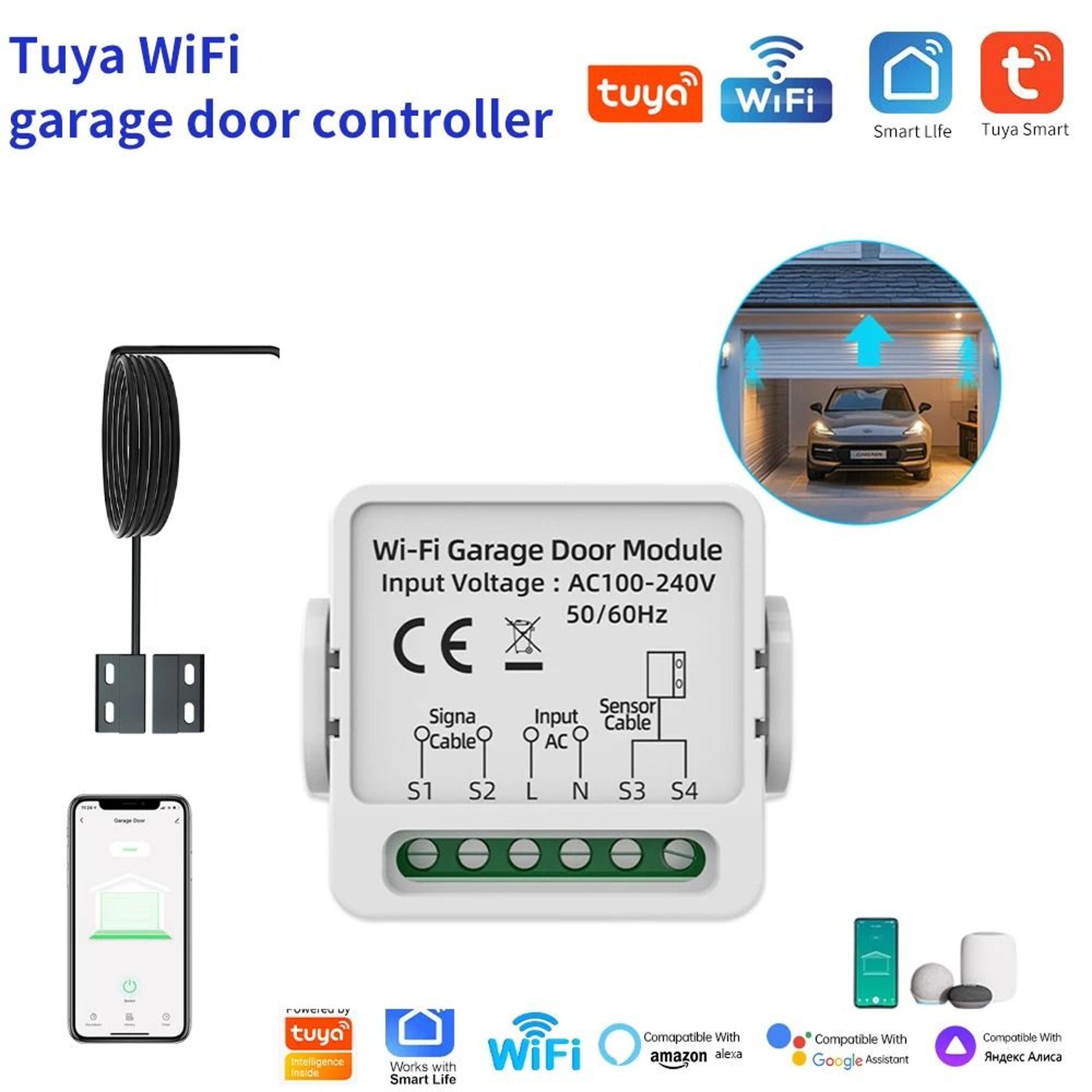Smart WiFi Garage Door Controller  Remote Access  Security Alarm Hub 0