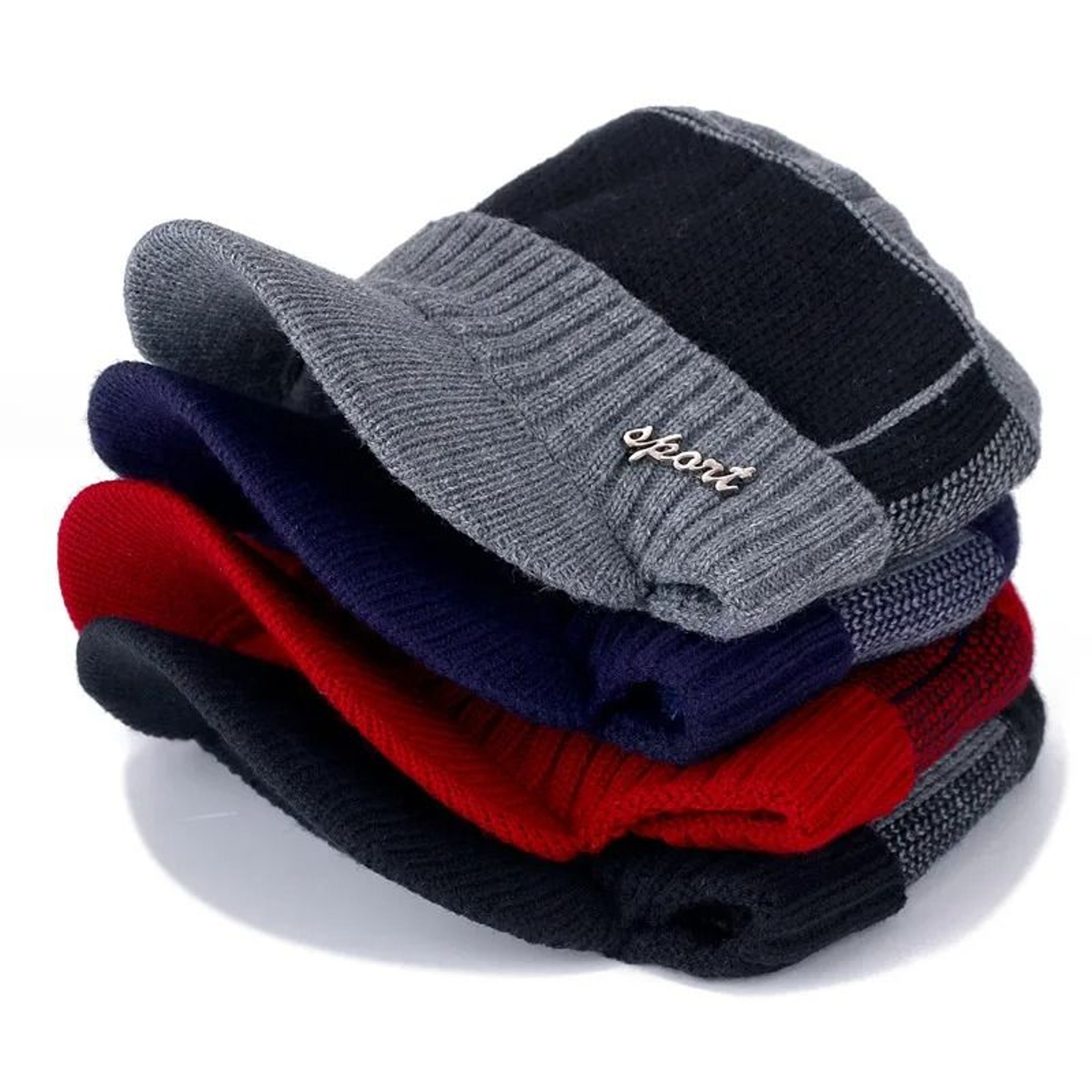 Thicken FurLined Winter Beanie With Brim  Unisex Thermal Knitted Hat 3