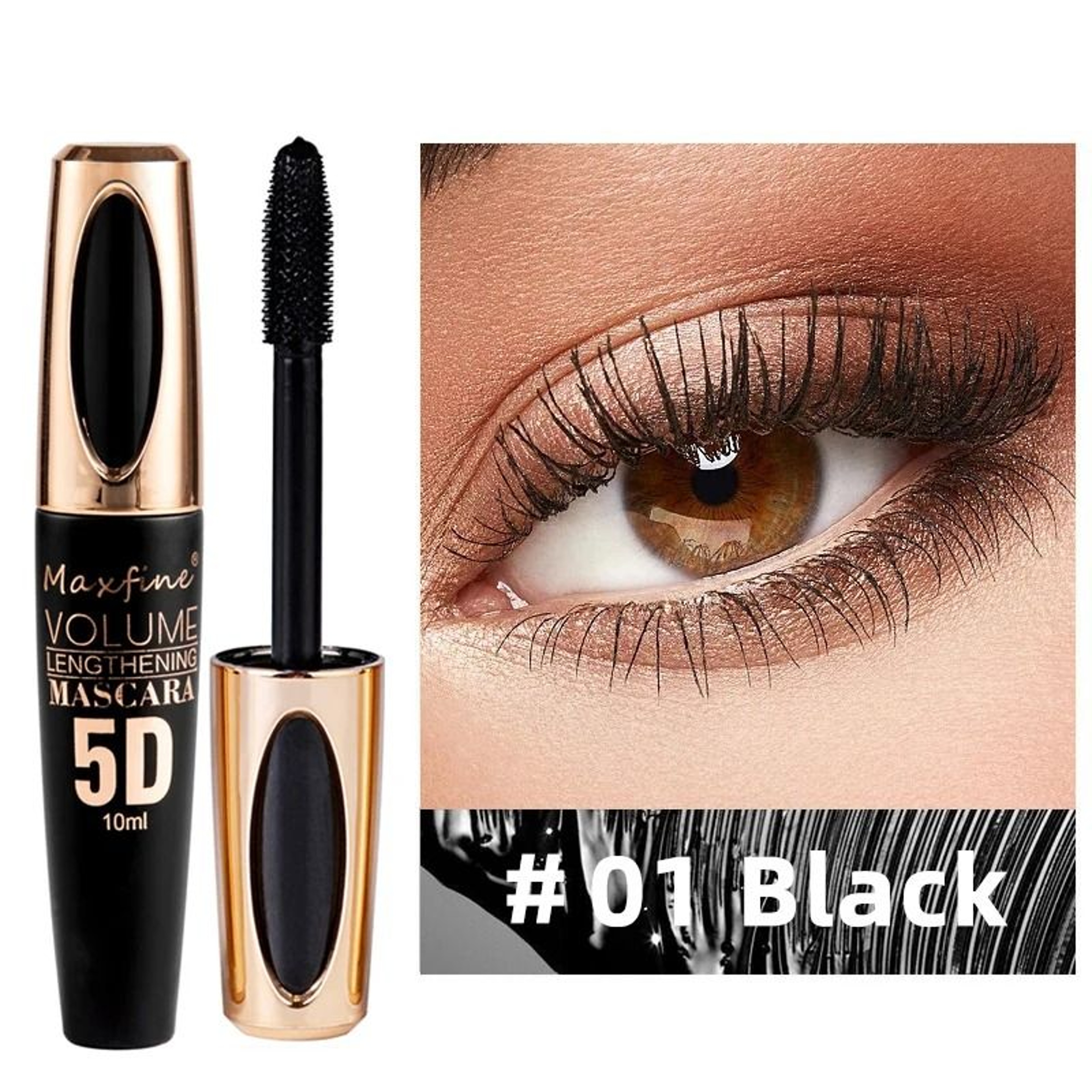 5D Silk Fiber Eyelash Mascara  Ultimate Length  Waterproof Volume 10