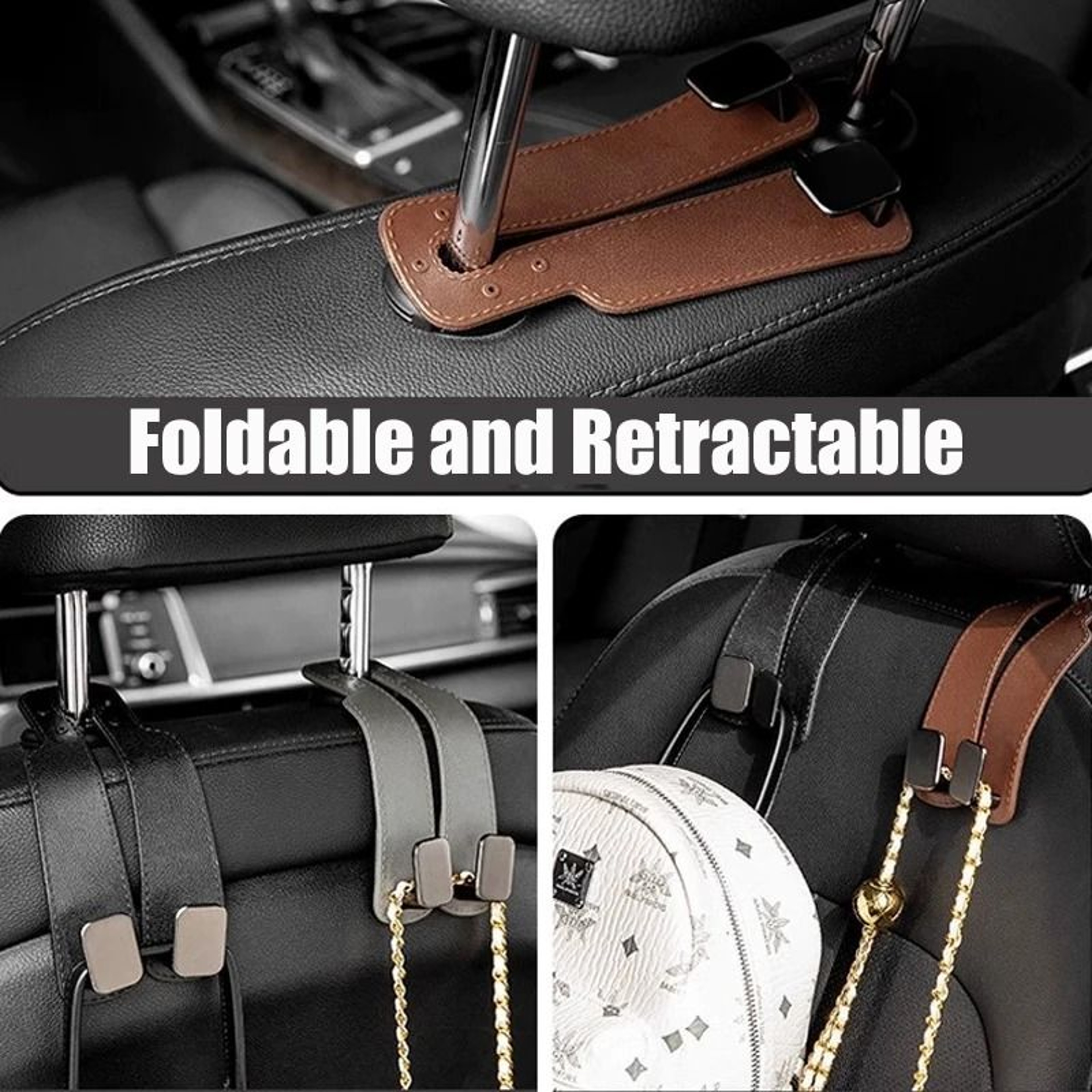 Luxury Suede DoubleEnded Car Hook  MultiFunctional Headrest Storage  Phone Holder 1
