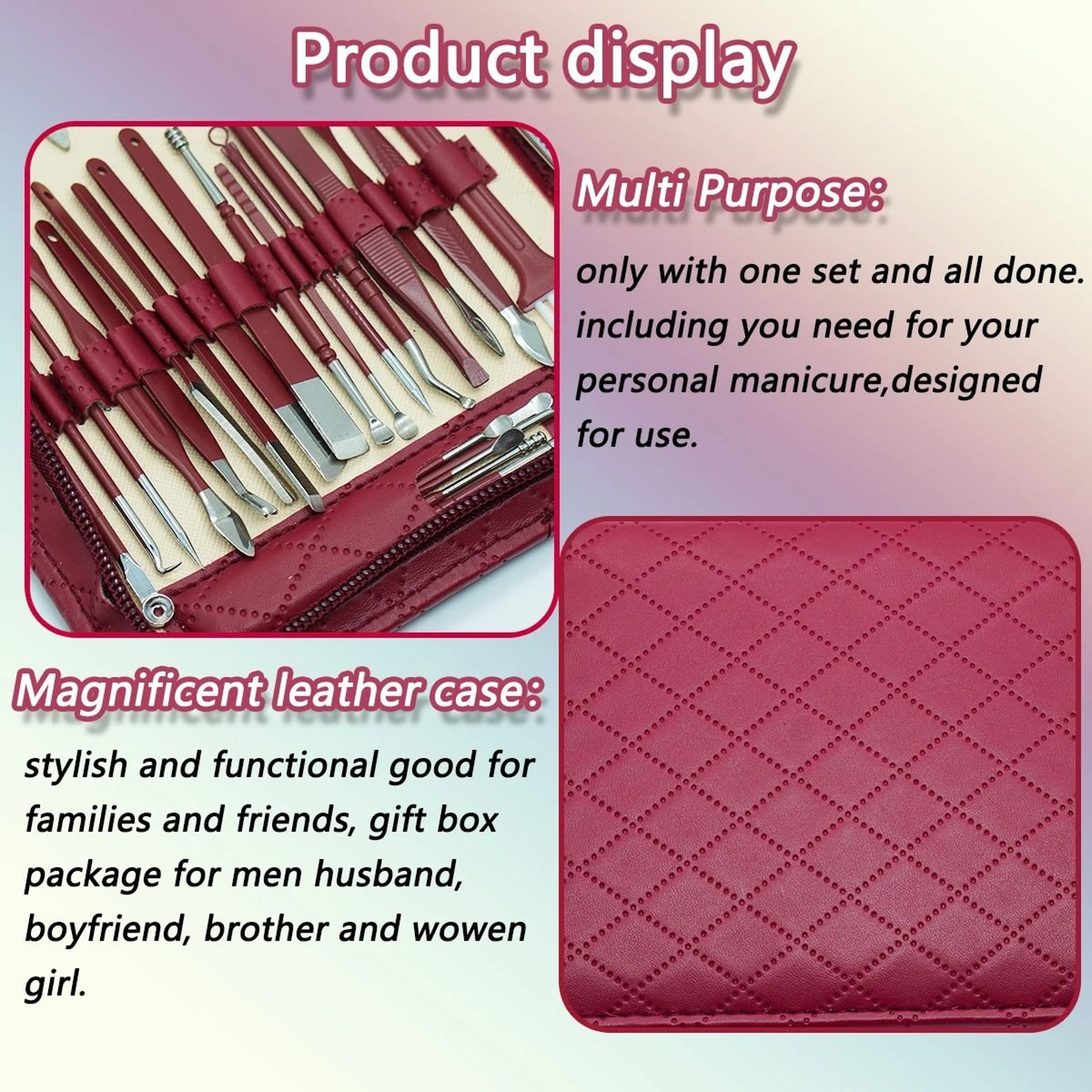 Stainless Steel Manicure  Grooming Kit  1042 Piece Set In Premium Zippered Leather Case 5