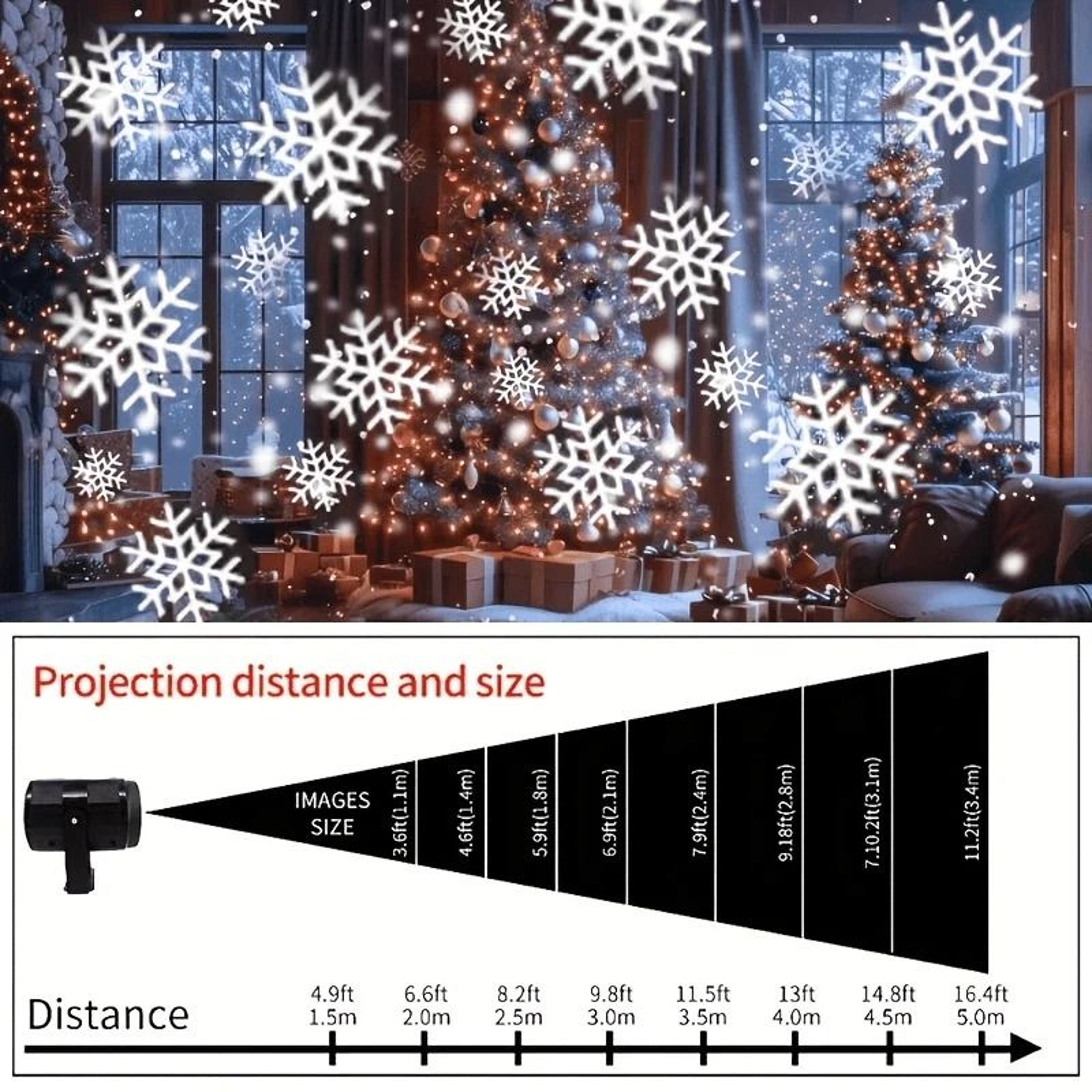 LED Snowflake Projection Light  USB Powered Rotating Winter Simulation Light 6
