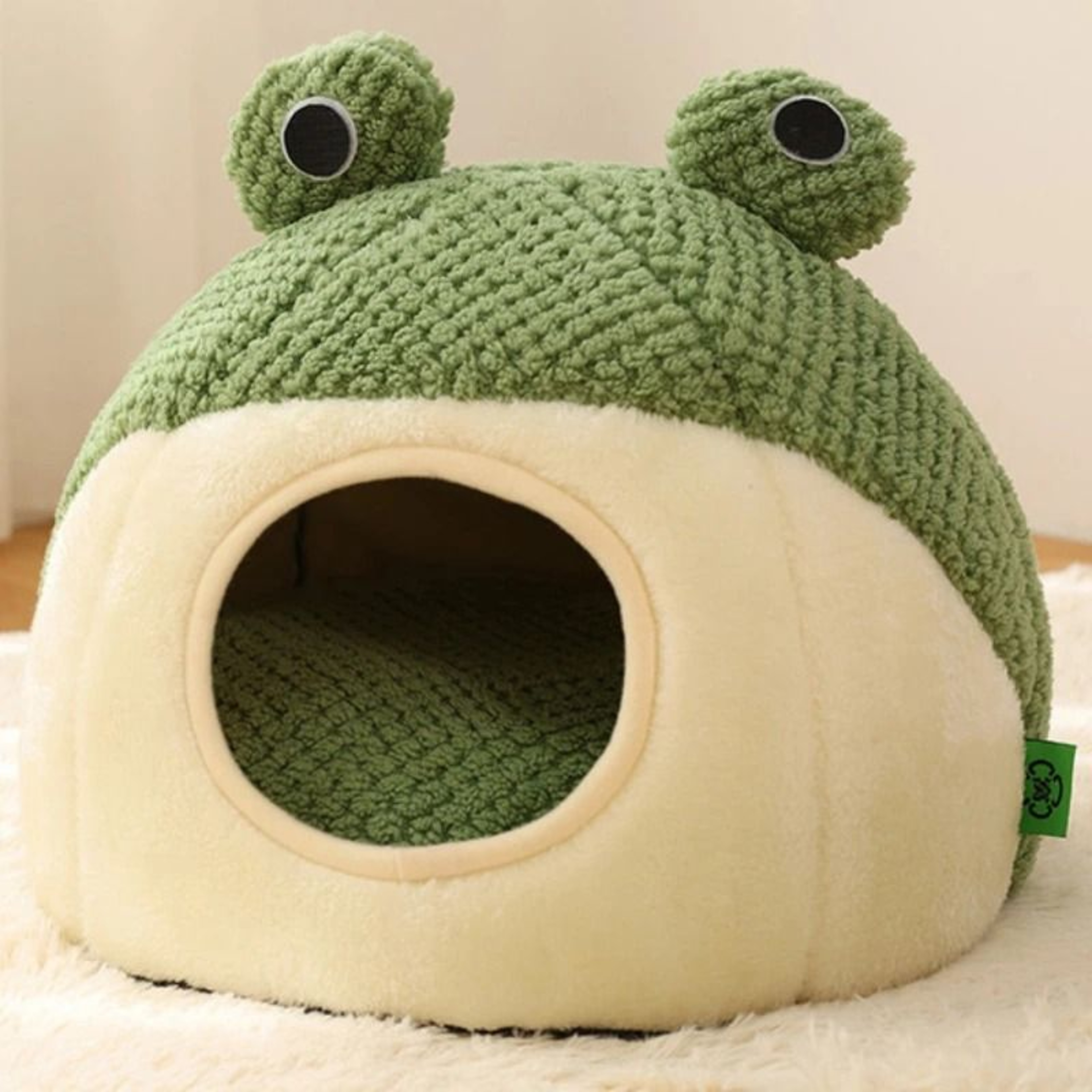 Plush Frog Shape Pet Nest  Winter Warm Dog  Cat Villa 5