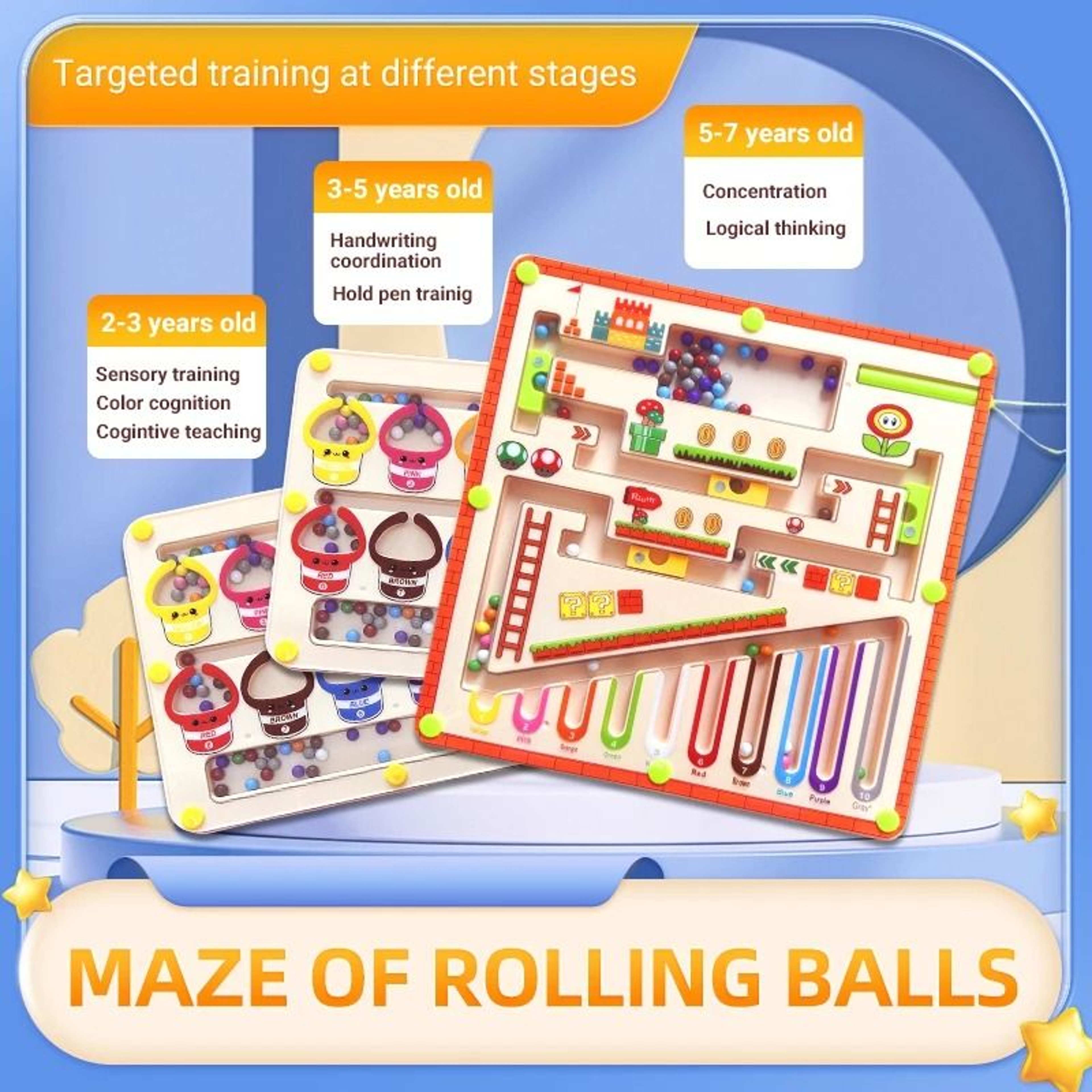 Magnetic Wooden Maze Puzzle  Early Learning Concentration  Logic Training Toy 2