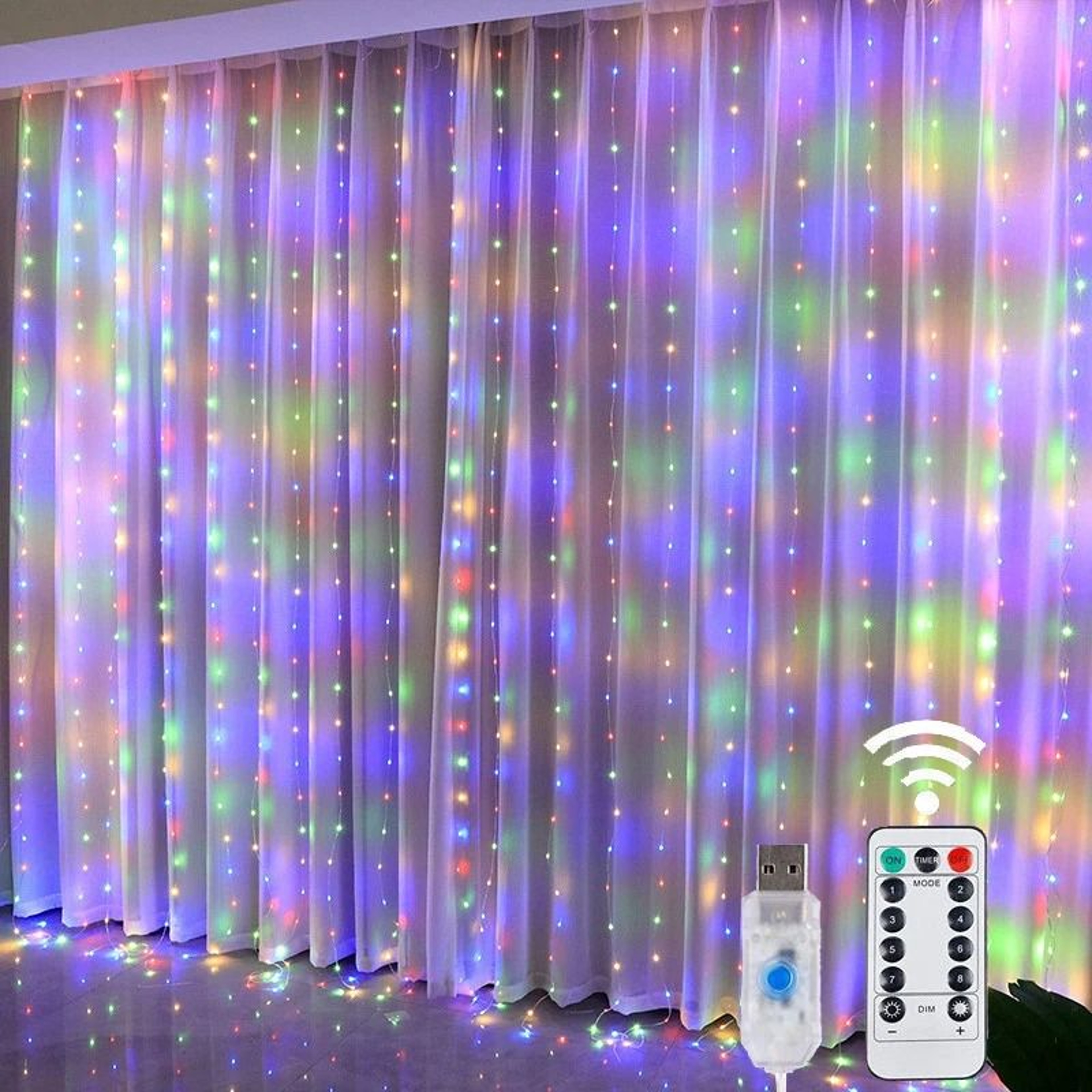 LED Fairy String Curtain Lights  8 Lighting Modes With Remote  USB Power 9
