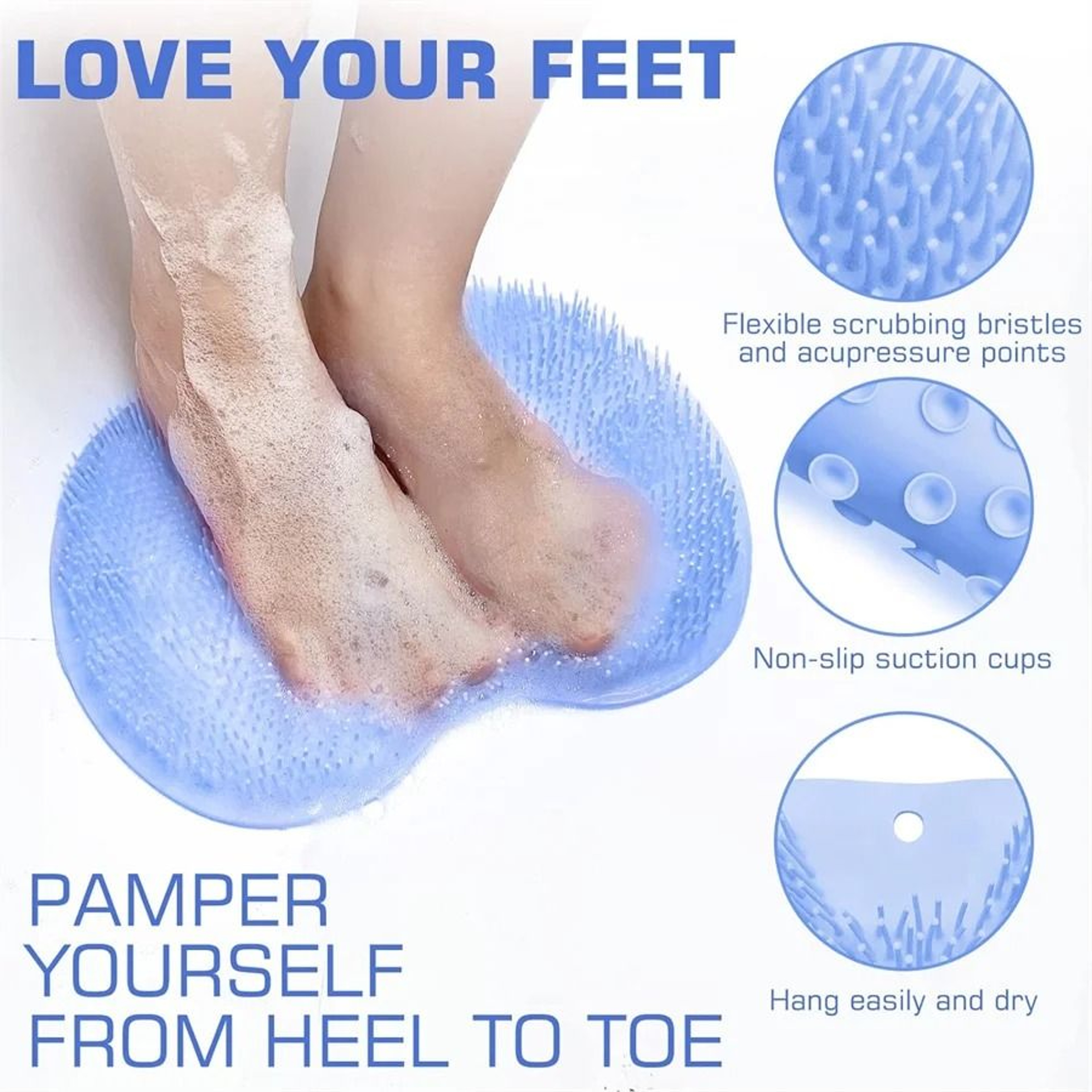 Shower Foot Scrubber  Back Washer Mat  WallMounted Exfoliating Massage Pad 3