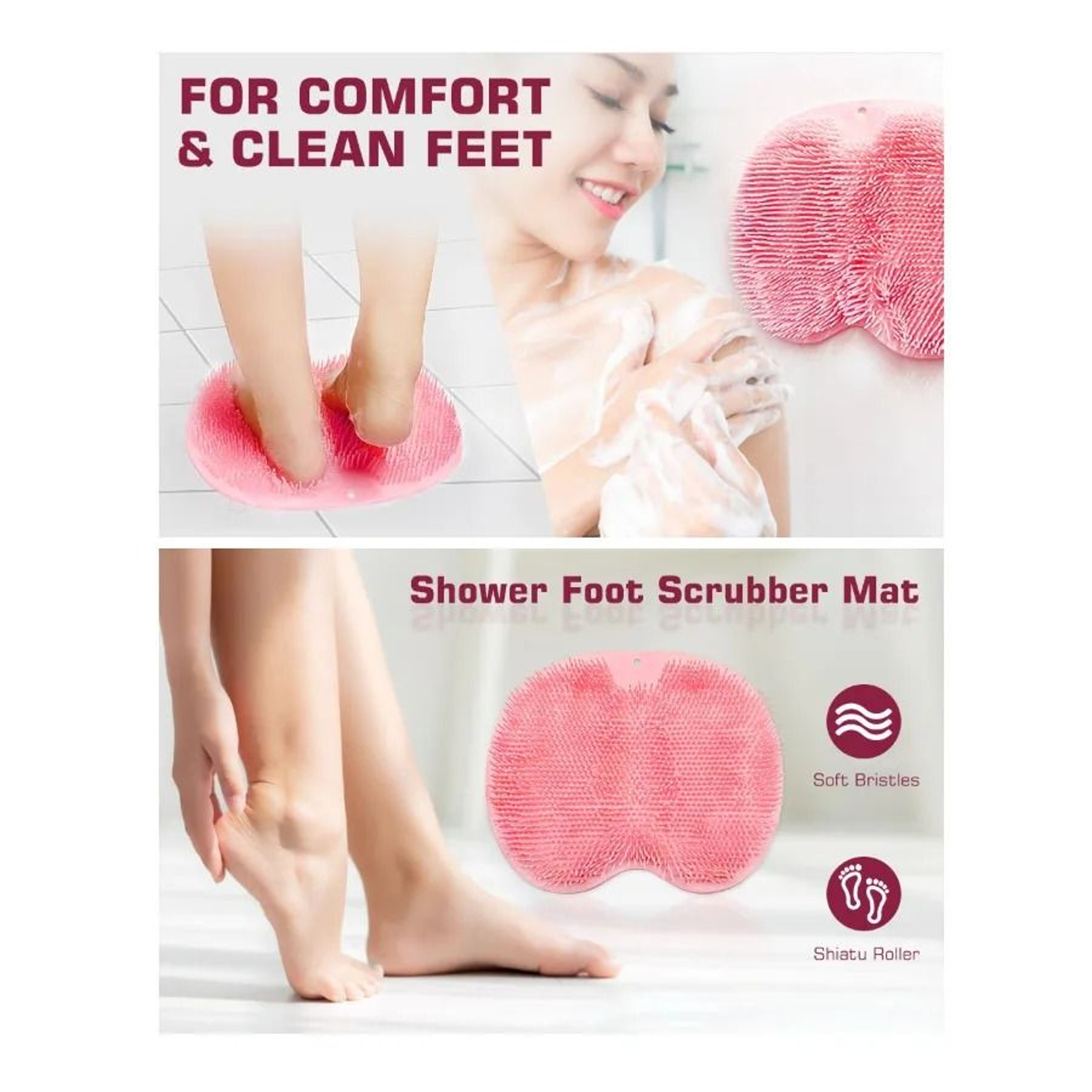 Shower Foot Scrubber  Back Washer Mat  WallMounted Exfoliating Massage Pad 5