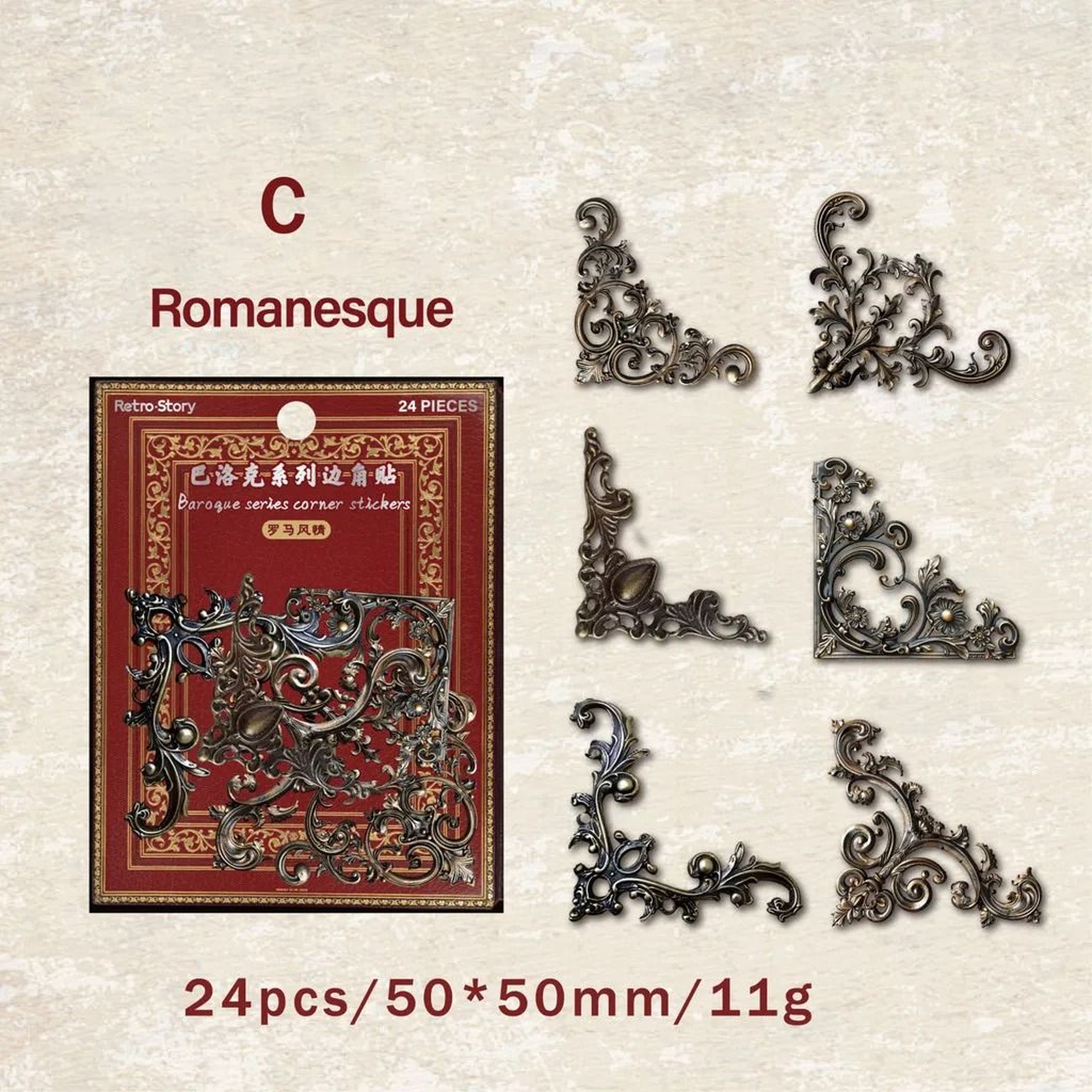 Vintage Corner Photo Frame Stickers  24Piece Retro Decorative Collage Set 6