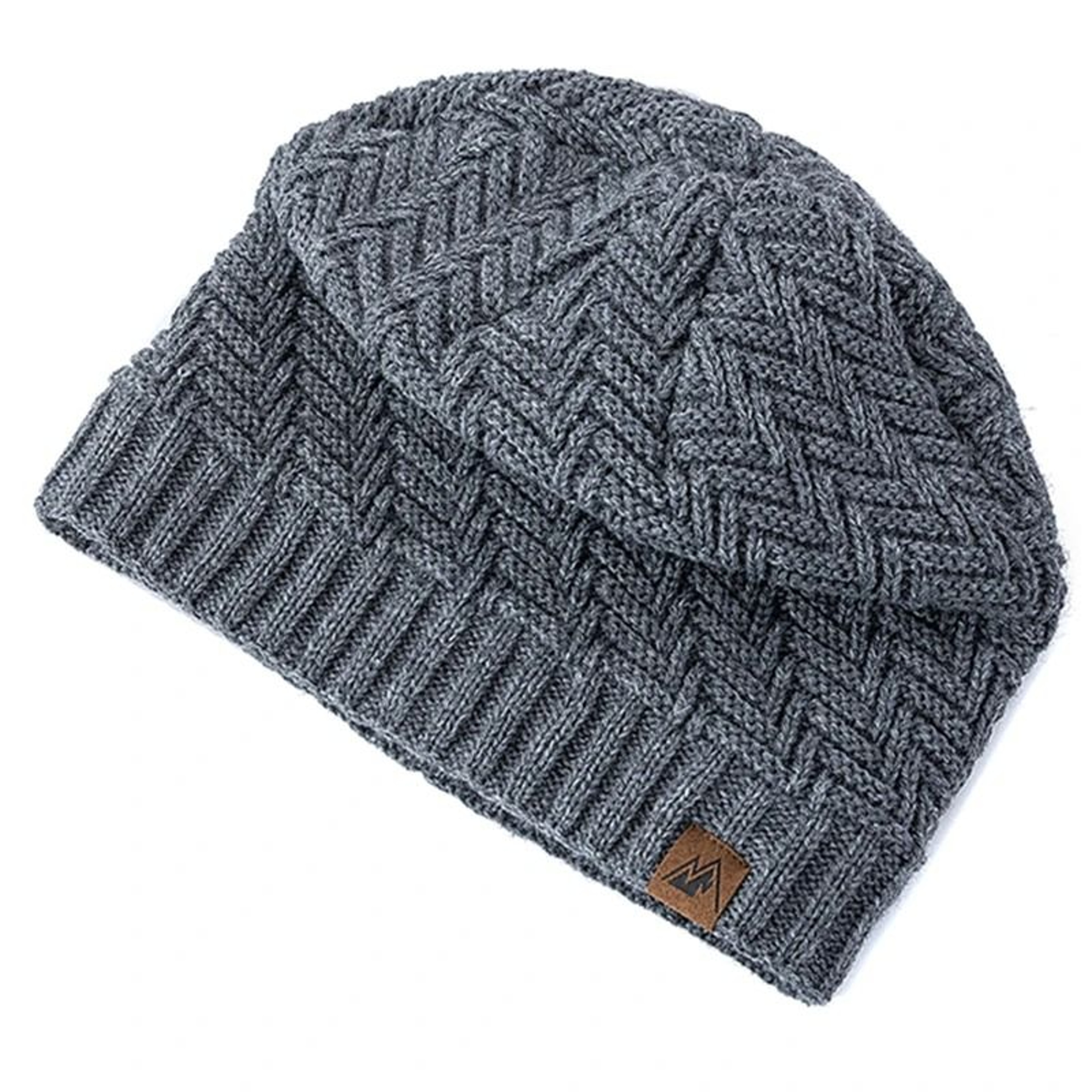 Unisex Peak Label Winter Beanie  Plush FurLined Warm Knitted Hat 3