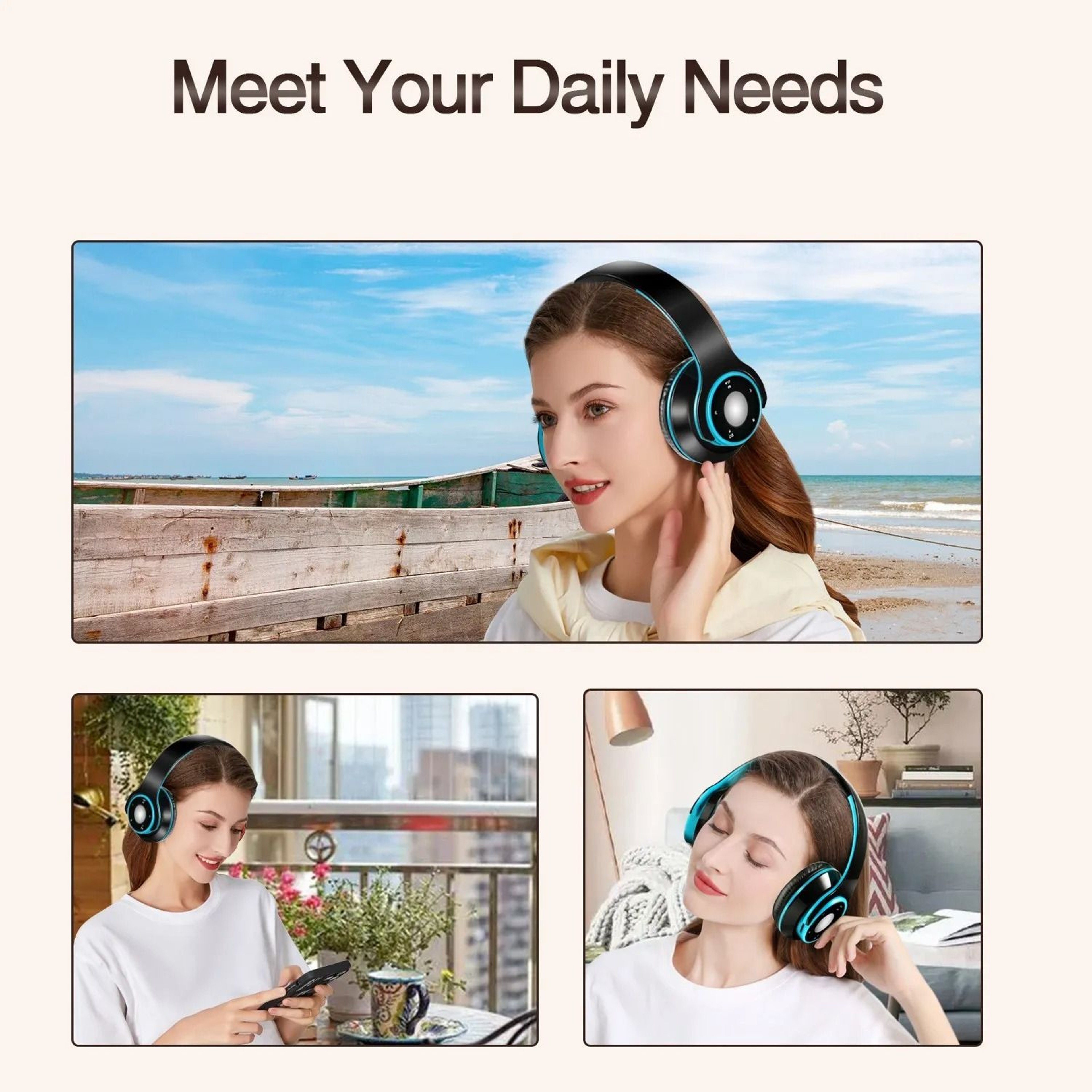 Wireless Stereo Bluetooth Headphones  Portable Passive Noise Isolating OverEar Headset 5