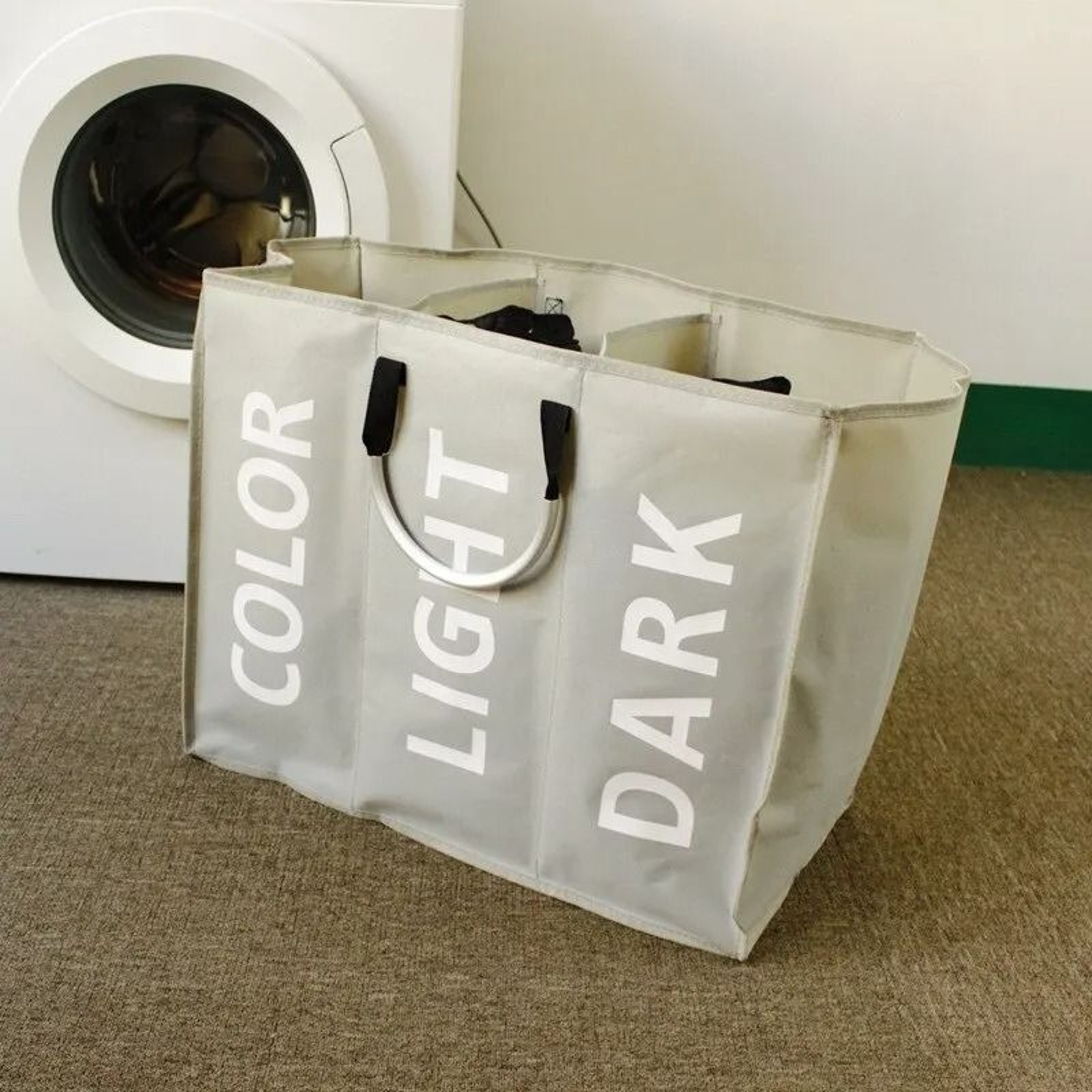3Grid Foldable Laundry Basket  Durable Triple Compartment Dirty Clothes Hamper 2