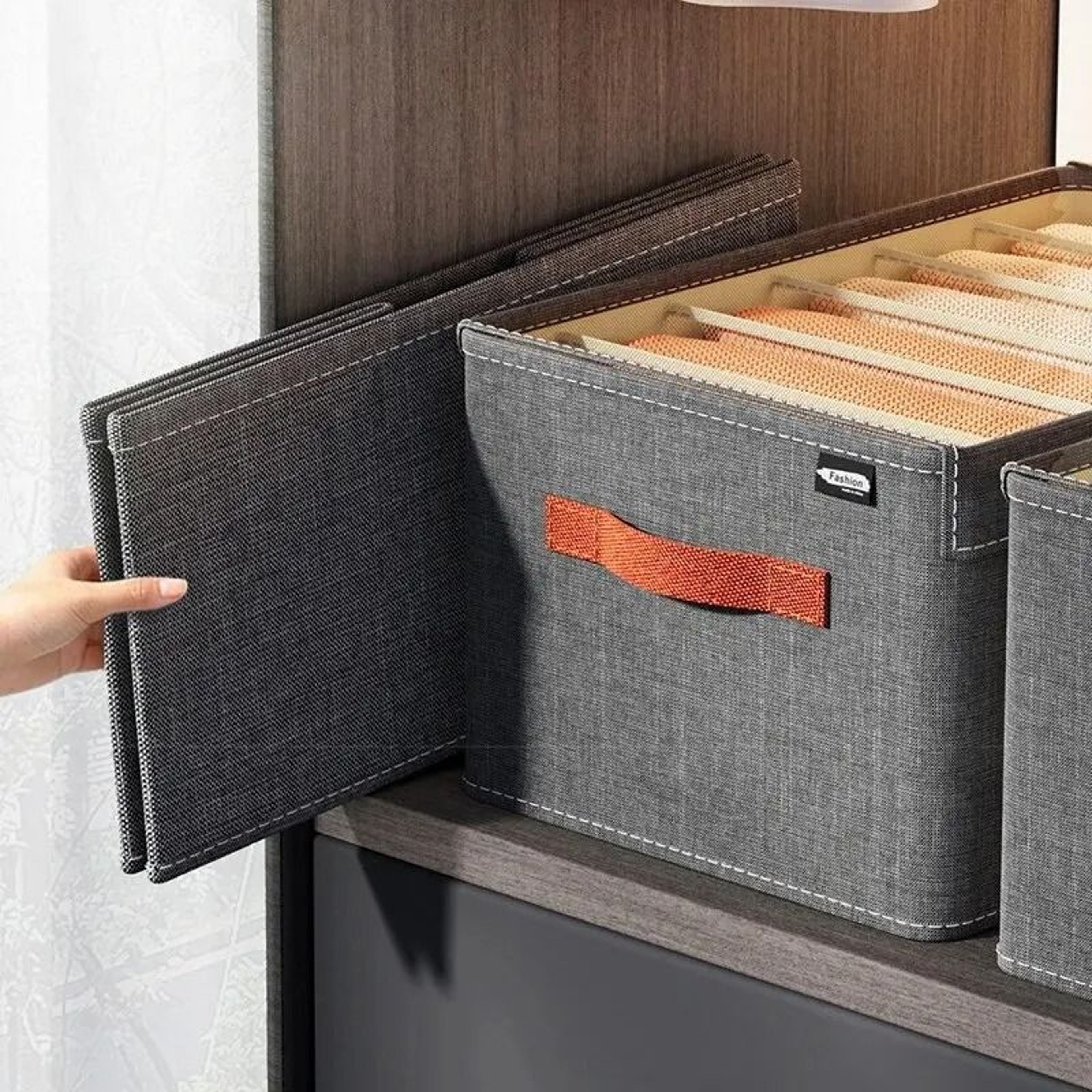 Oxford Partition Clothing Storage Box  Wardrobe Organizer With Transparent Lid 3
