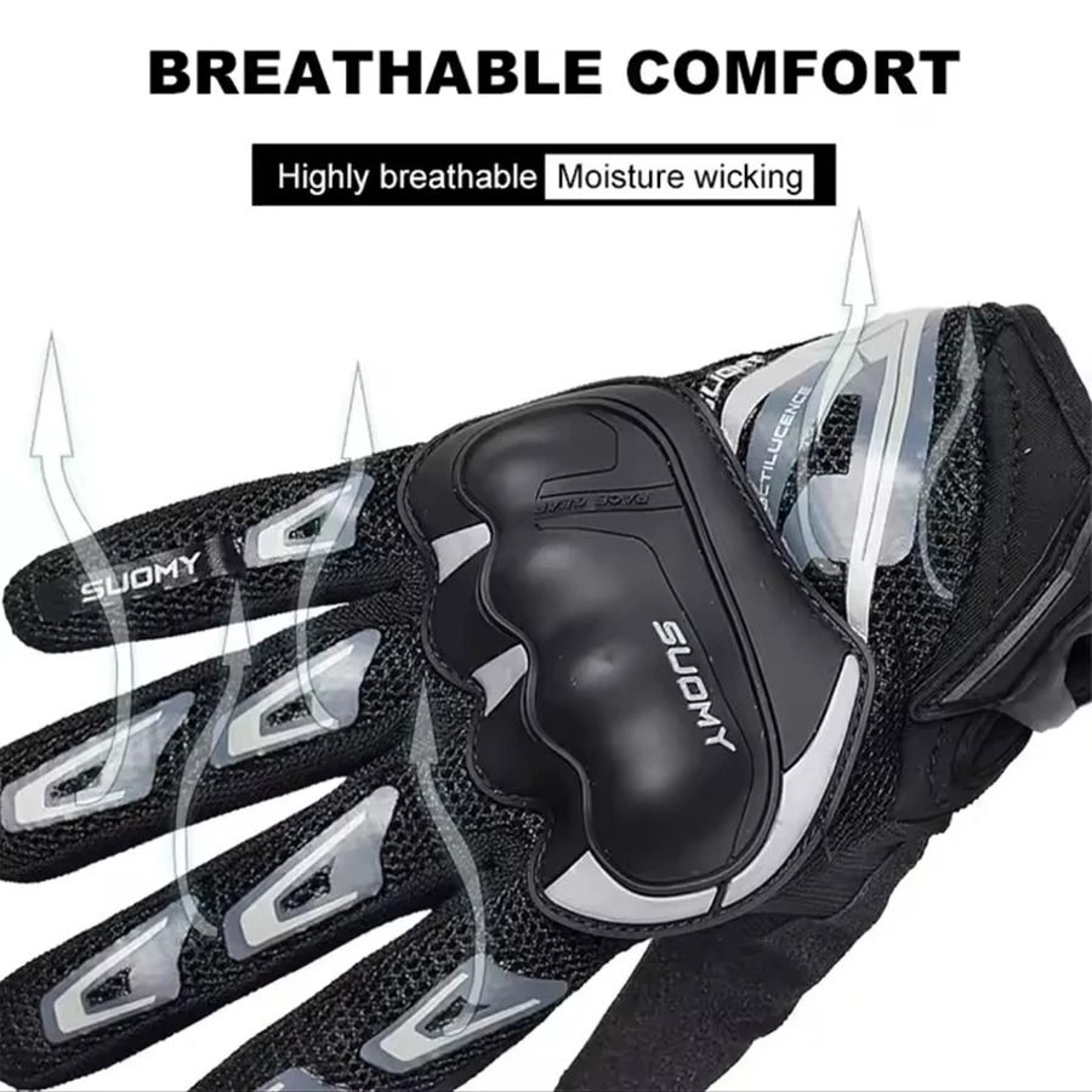 Breathable FullFinger Mesh Touchscreen Motorcycle Gloves 2