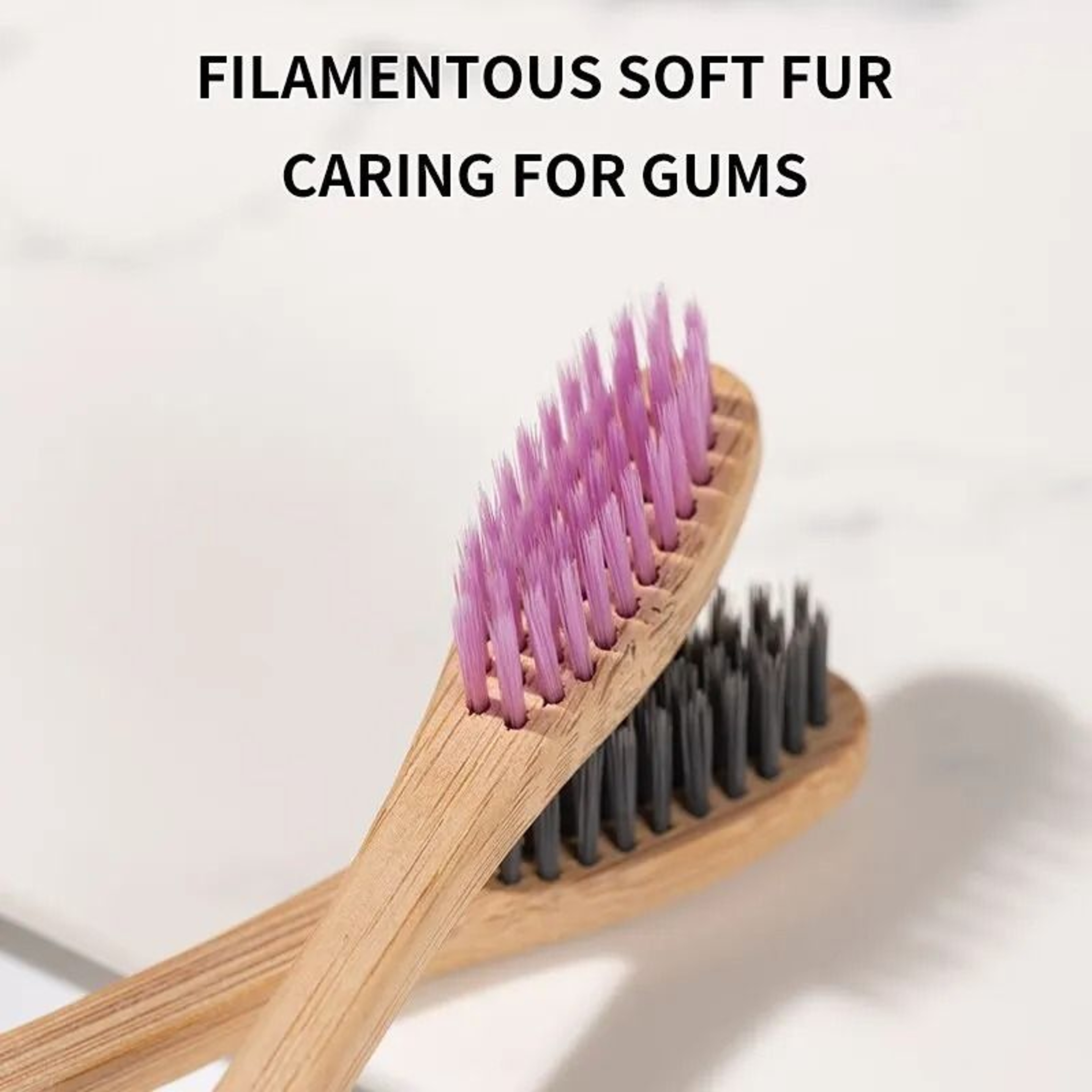 Natural EcoFriendly Bamboo Toothbrush Set With Individual Cowhide Wrap 10Piece Value Pack 1