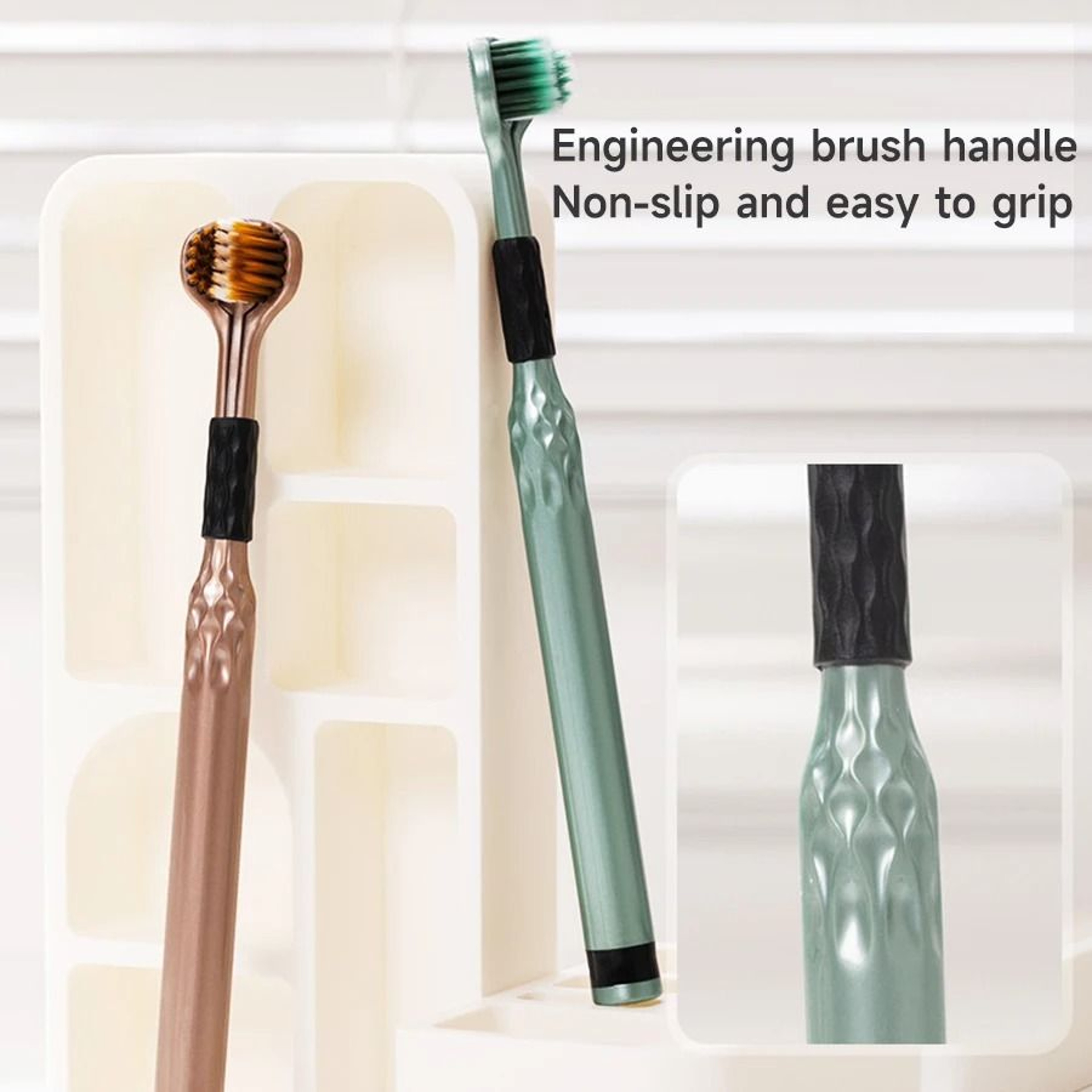 3Sided Comprehensive Deep Cleaning Toothbrush With Raised Tongue Scraper 2Pack 5