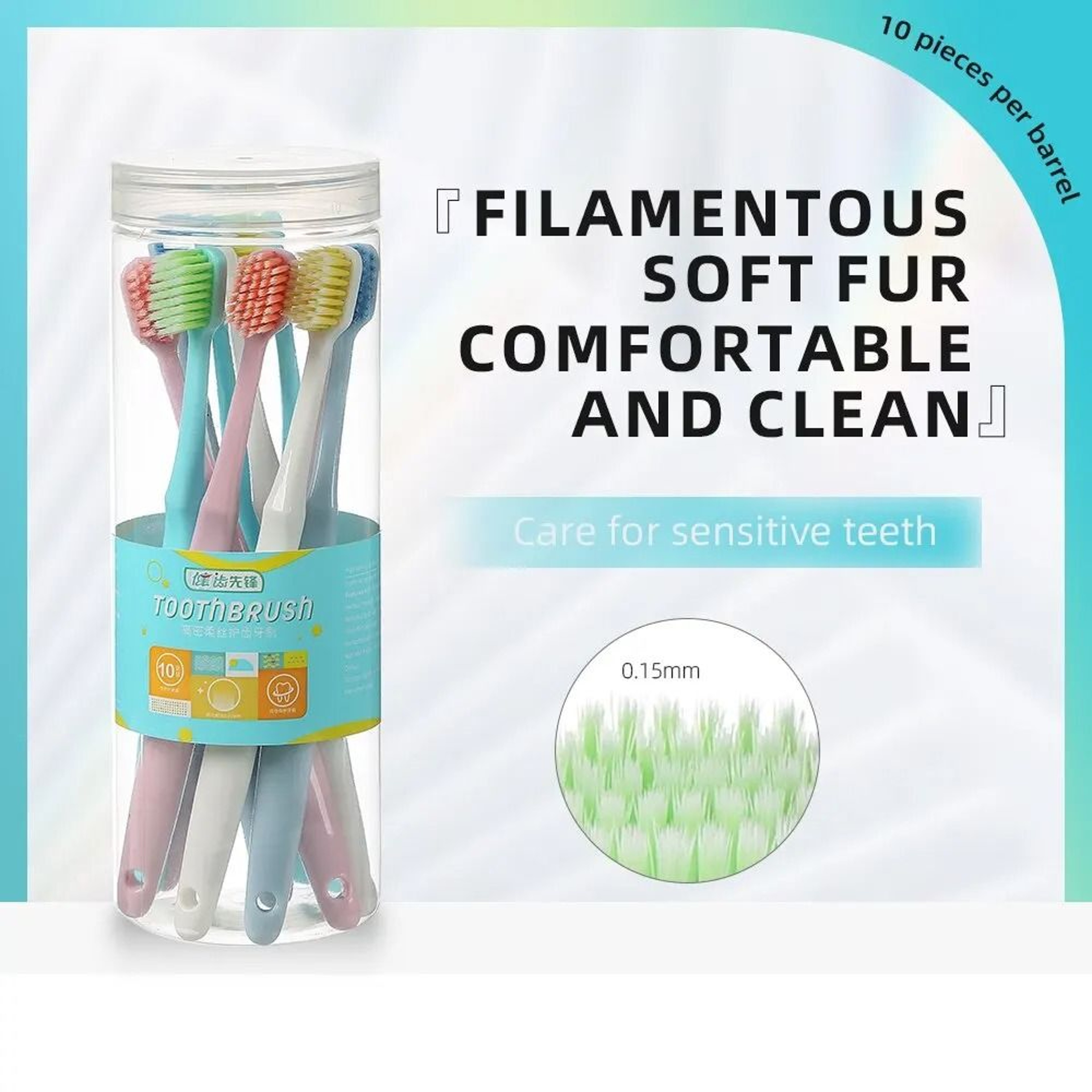 WideHead Soft Bristle Toothbrush Set 10Piece Barrel Pack 0