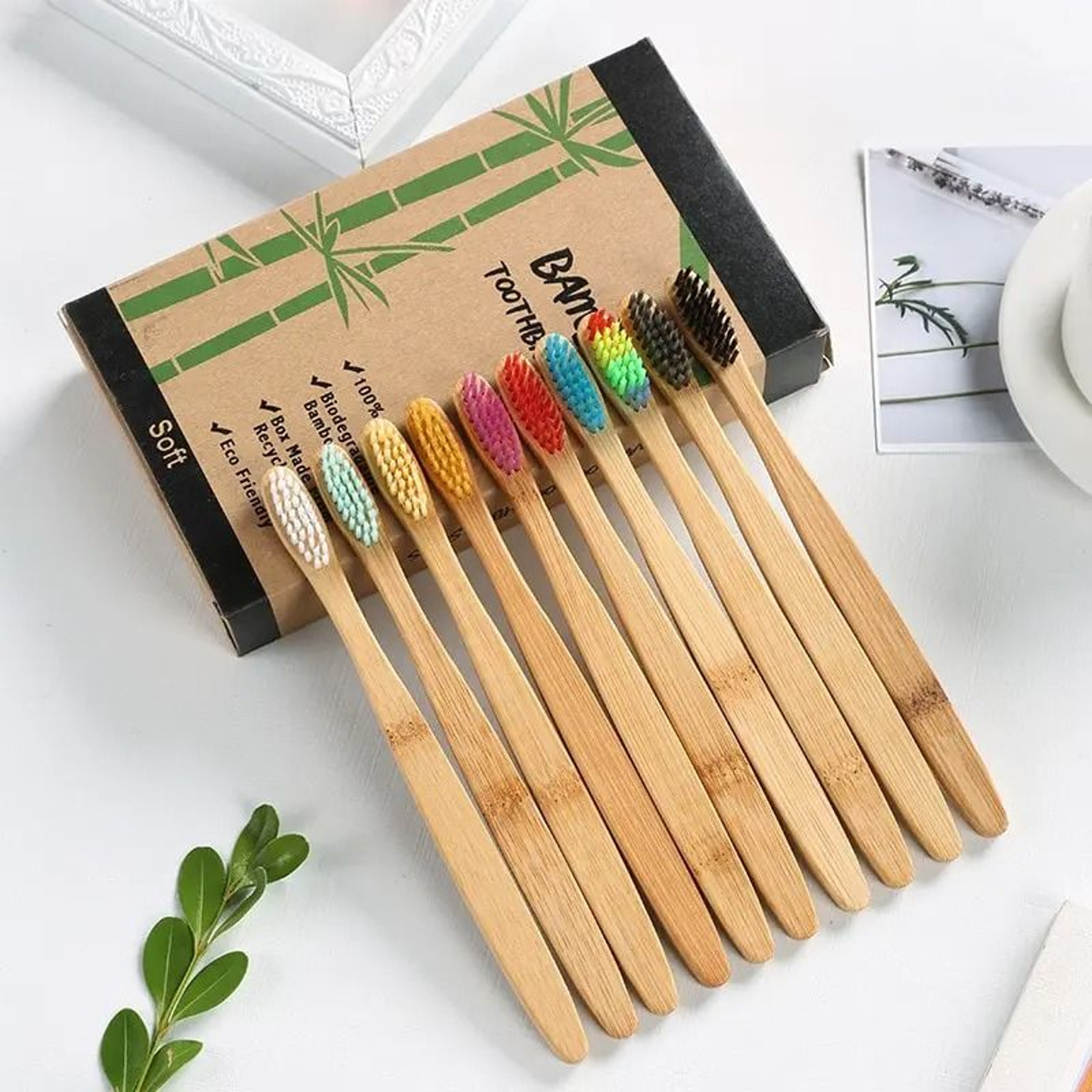 Natural Bamboo EcoFriendly Toothbrush  10Piece Sustainable Family Pack 2