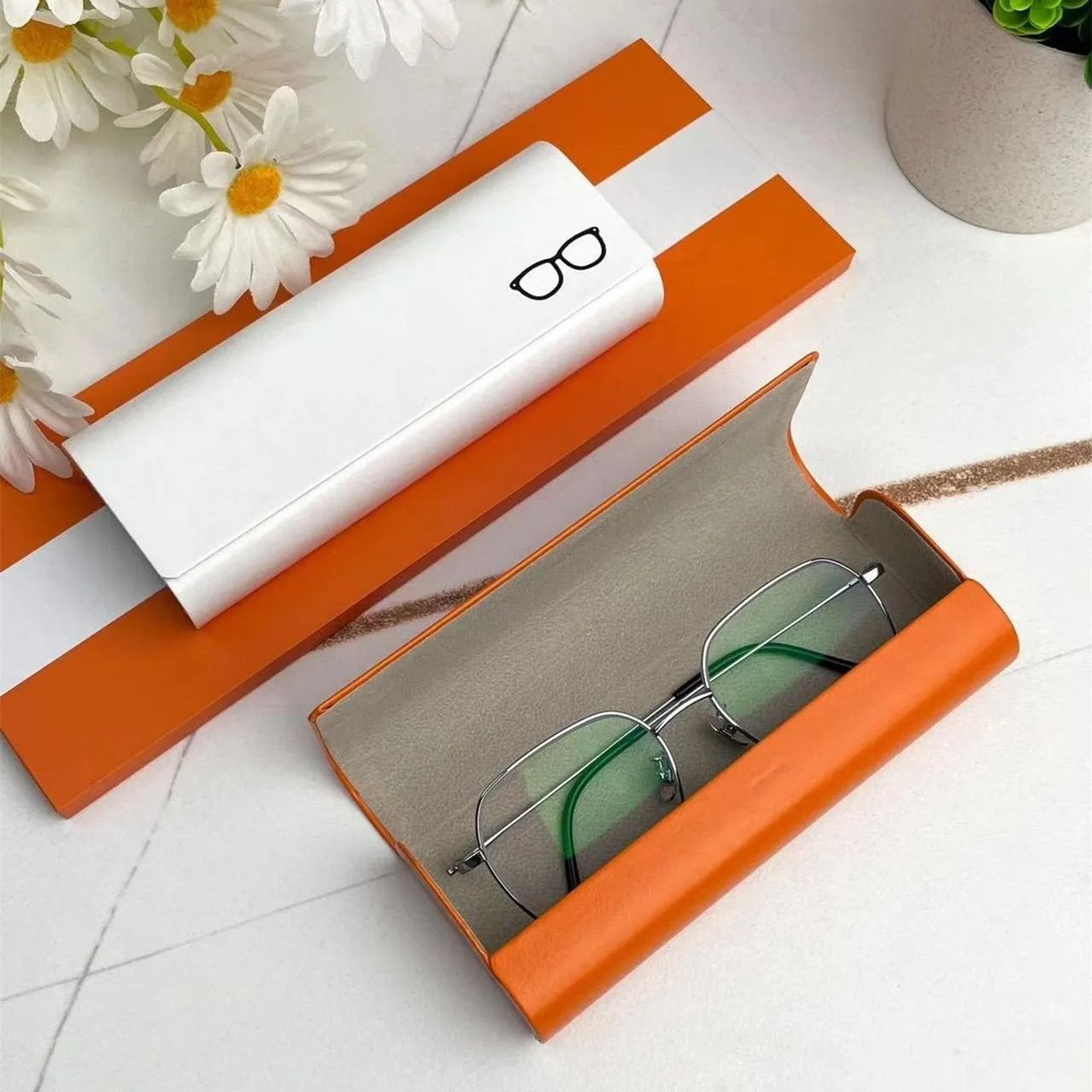 Premium HighGrade Leather Glasses Case  CompressionProof Protective Storage 1
