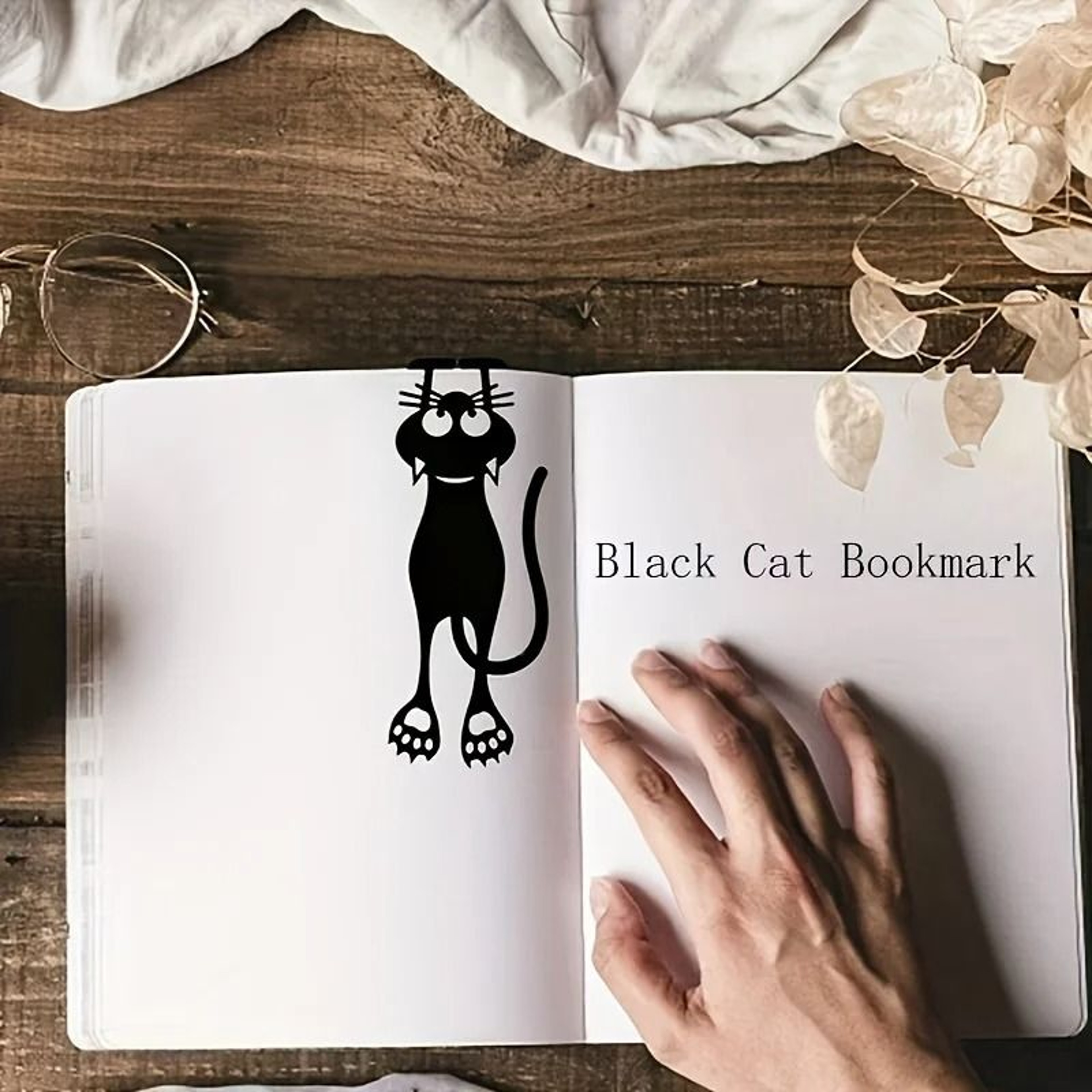 Creative Acrylic HollowedOut Bookmark  Black Kitten Hanging Design For Reading Lovers 3