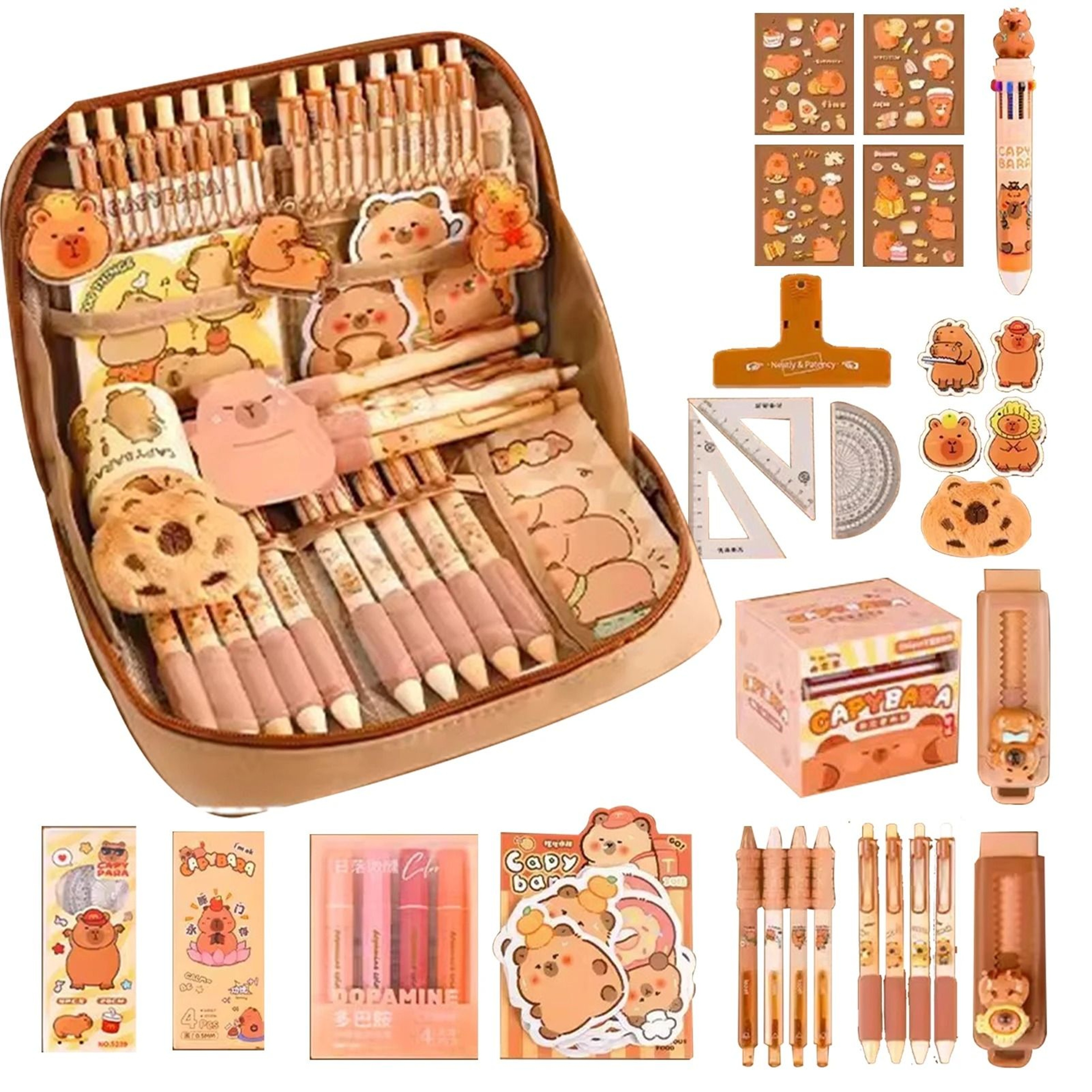 Kawaii Capybara AllInOne Stationery Set  Premium Student Pencil Organizer 6