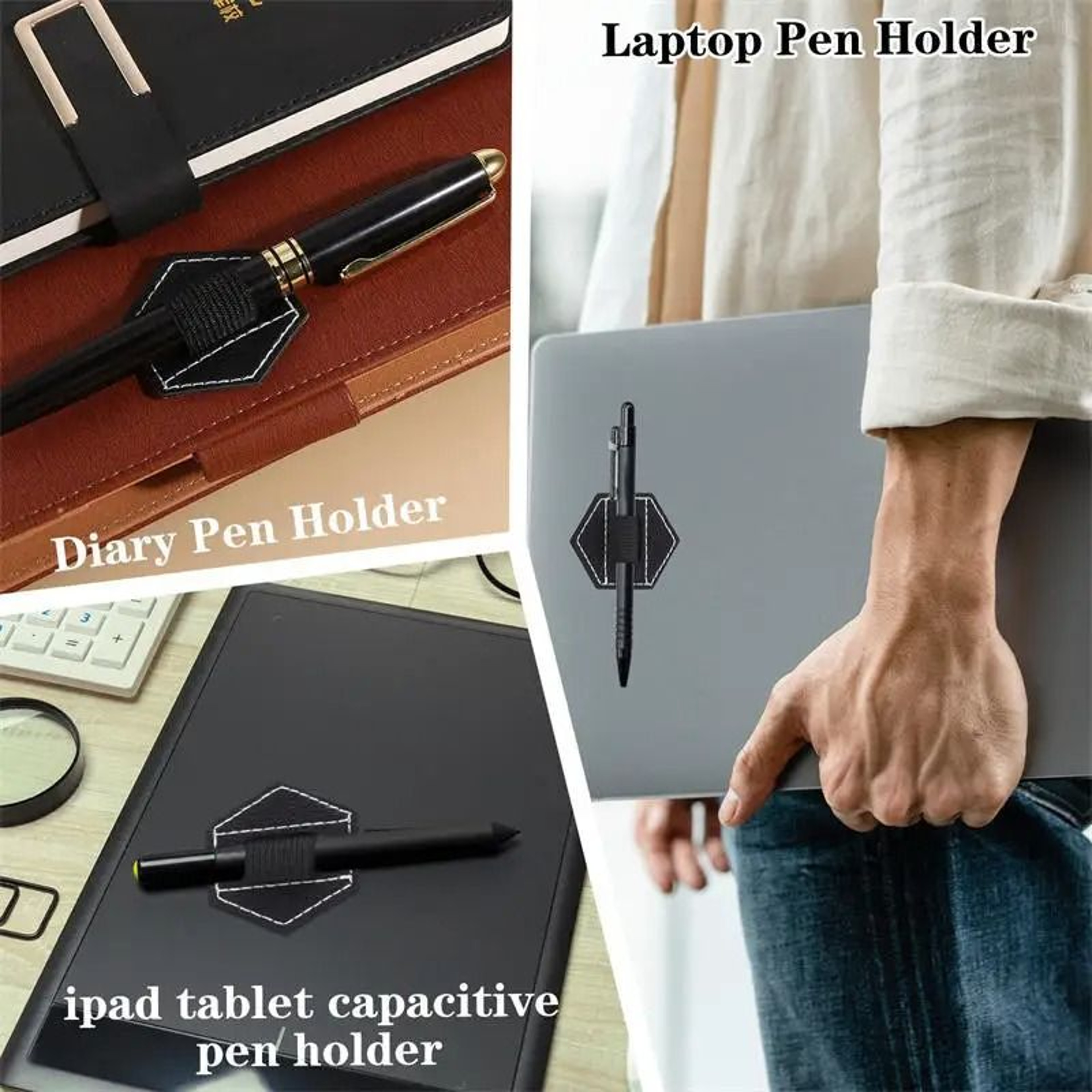 Premium PU SelfAdhesive  Magnetic Pen Holder  Universal Stylus  Stationery Organizer 3