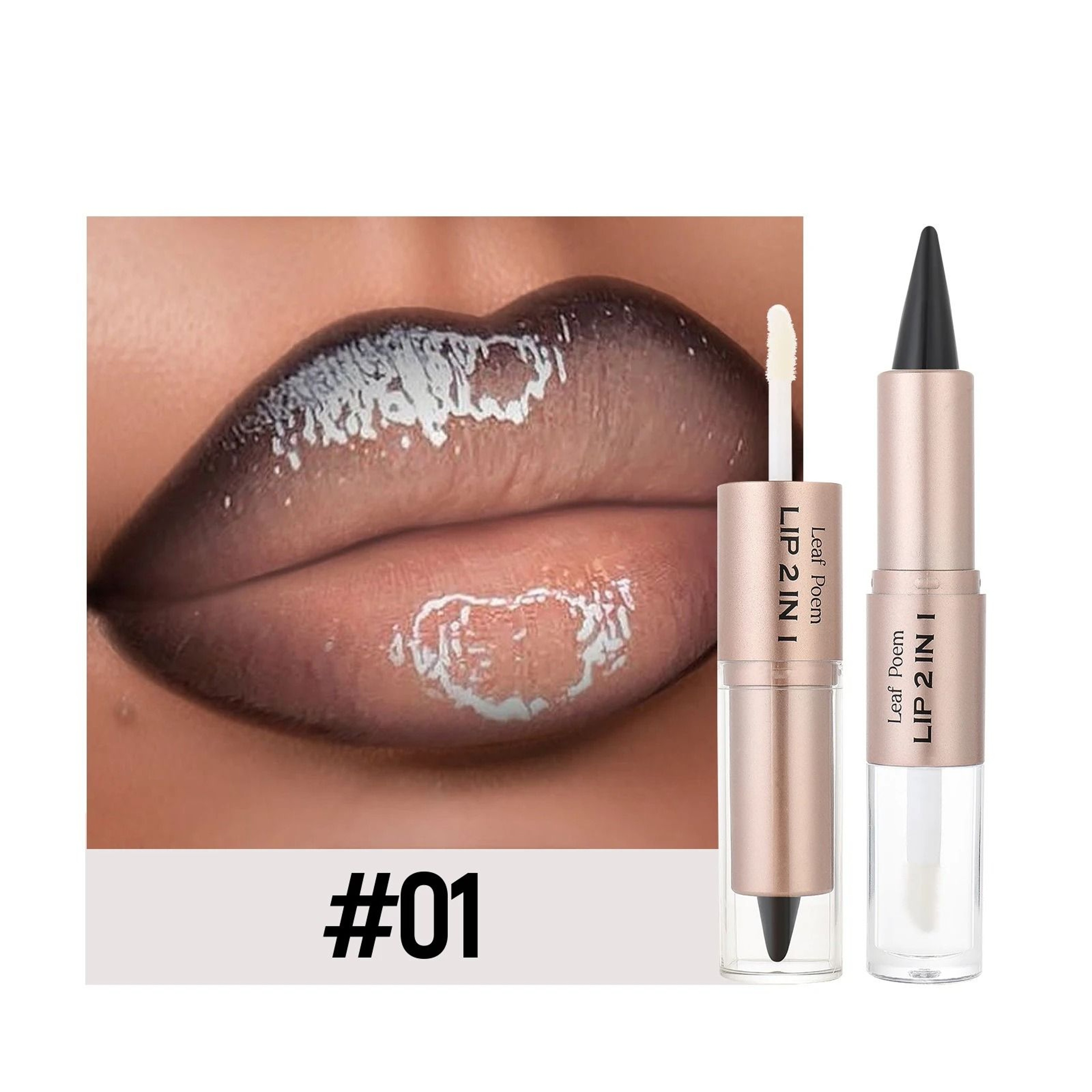2in1 Plumping Lip Contour  Glaze  DoubleHead Crystal Lip Gloss Set 7